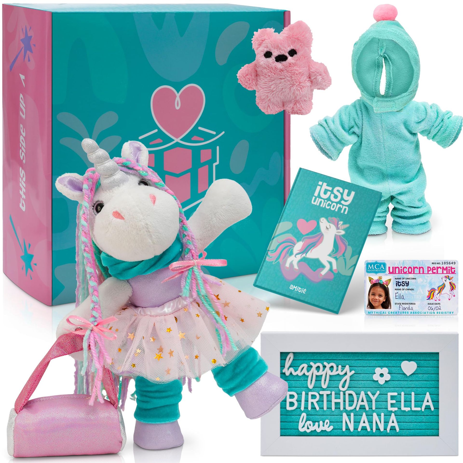 Unicorn Plush Toy Gift Box with Ballerina Outfit, Teddy & Accessories – Perfect Girl Gift Ages 4-6
