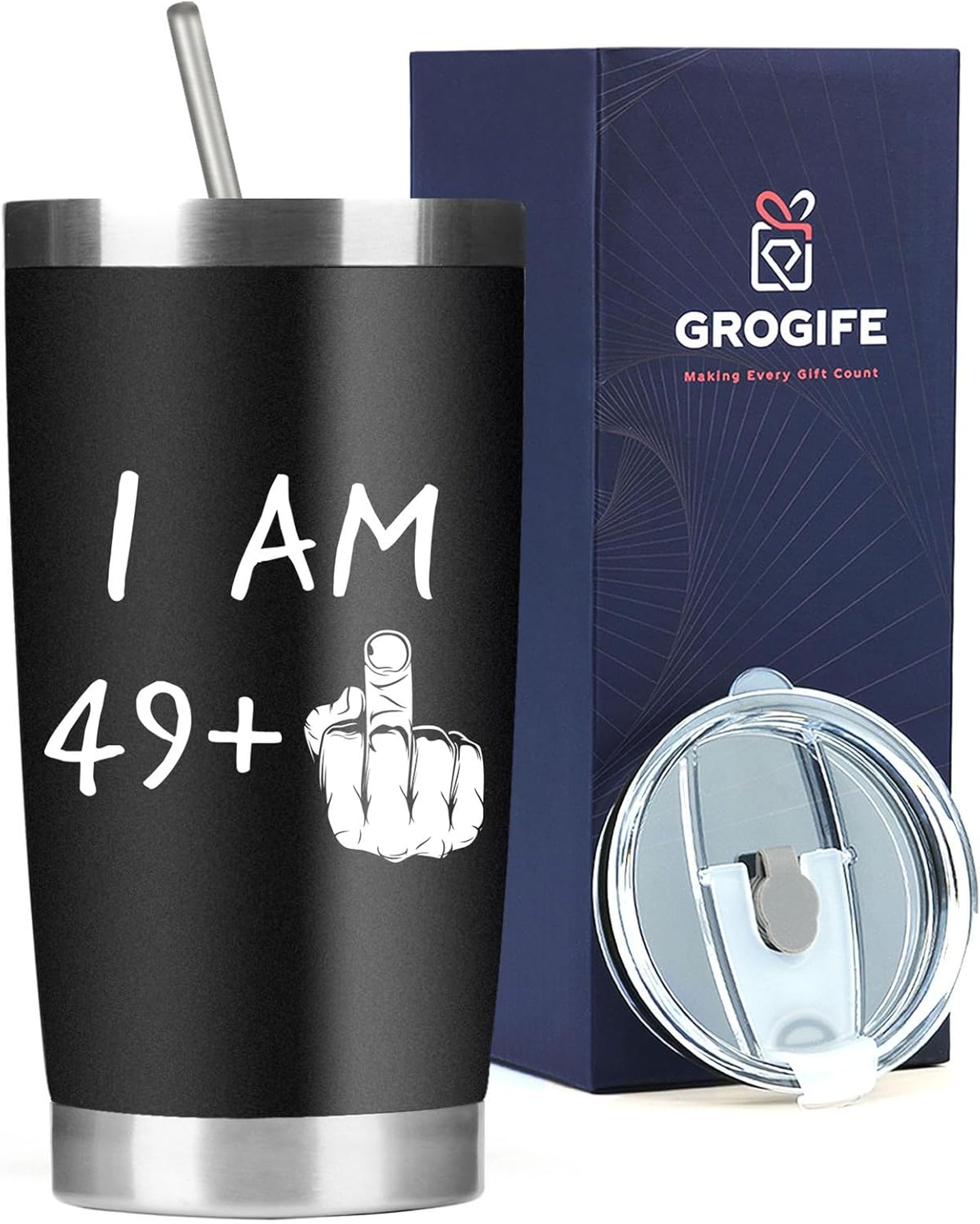 50th Birthday Travel Mug 600ml - Funny Gift for Men & Women, Unusual 1974 Present for Dad, Mum, Husband, Wife or Friend