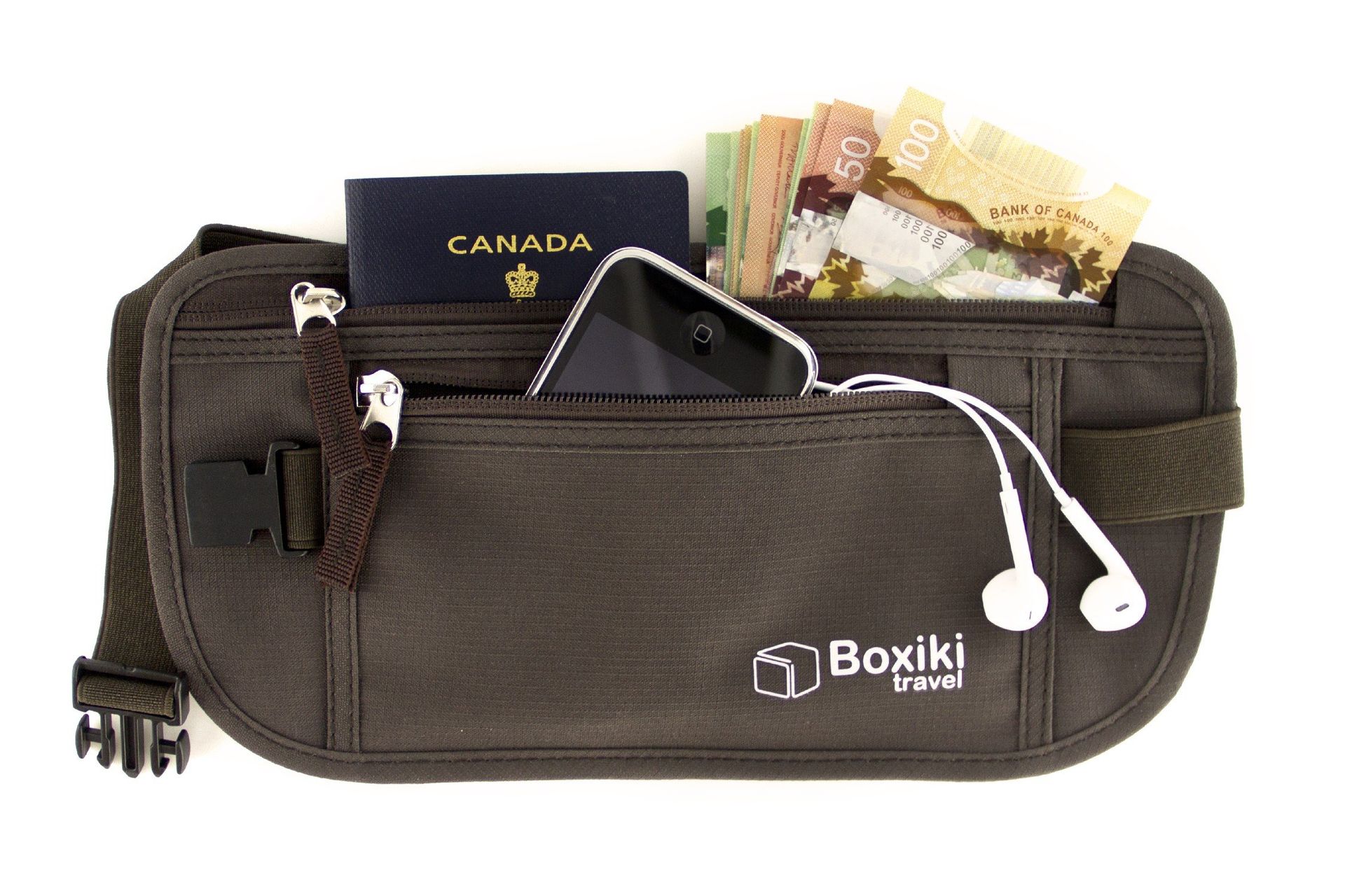 Travel Hidden Passport Holder RFID Blocking Money Belt for Men & Women - Brown One Size