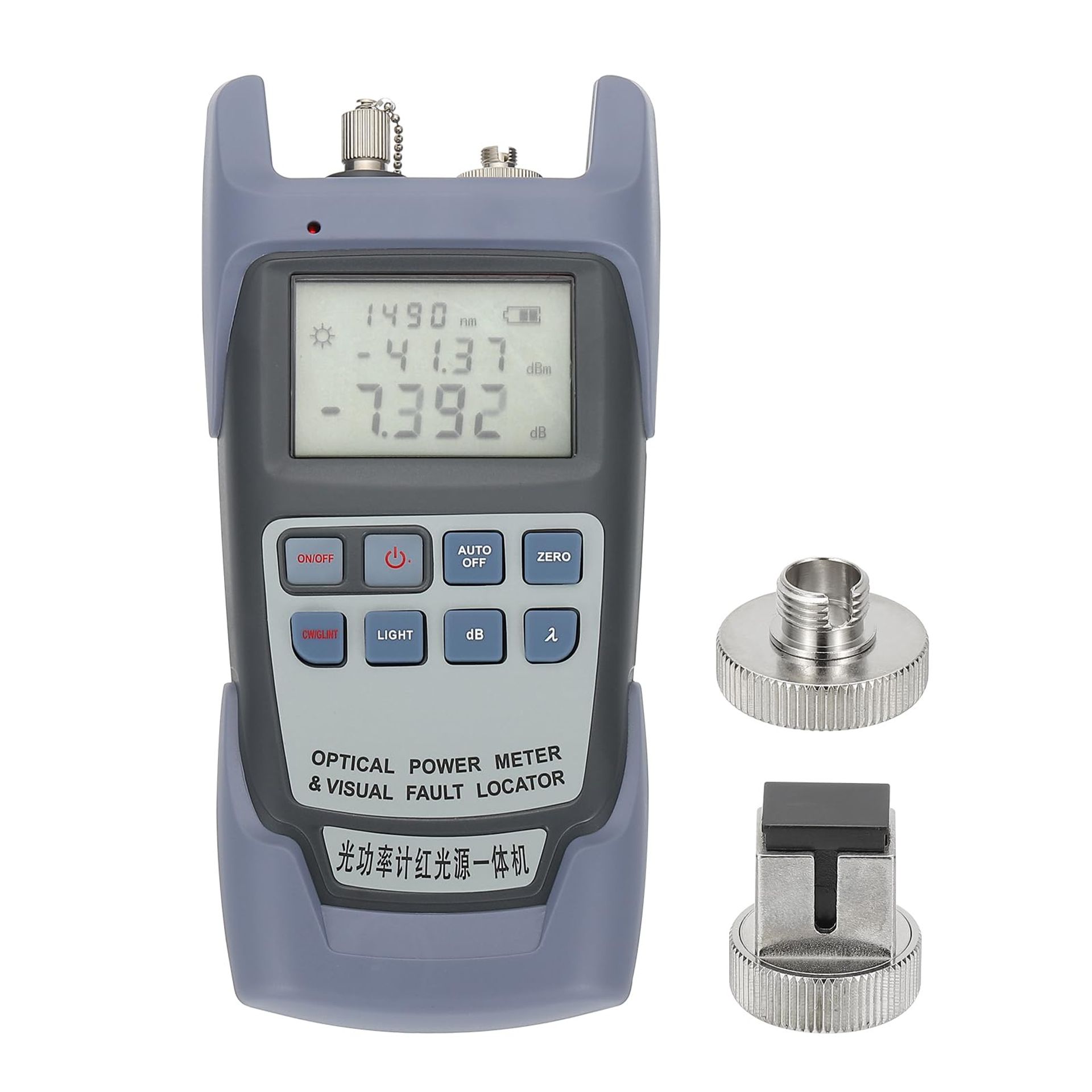 650nm Fibre Optical Tester Optical Power Meter with 60mW Visual Fault Locator and SC FC Connectors - Blue
