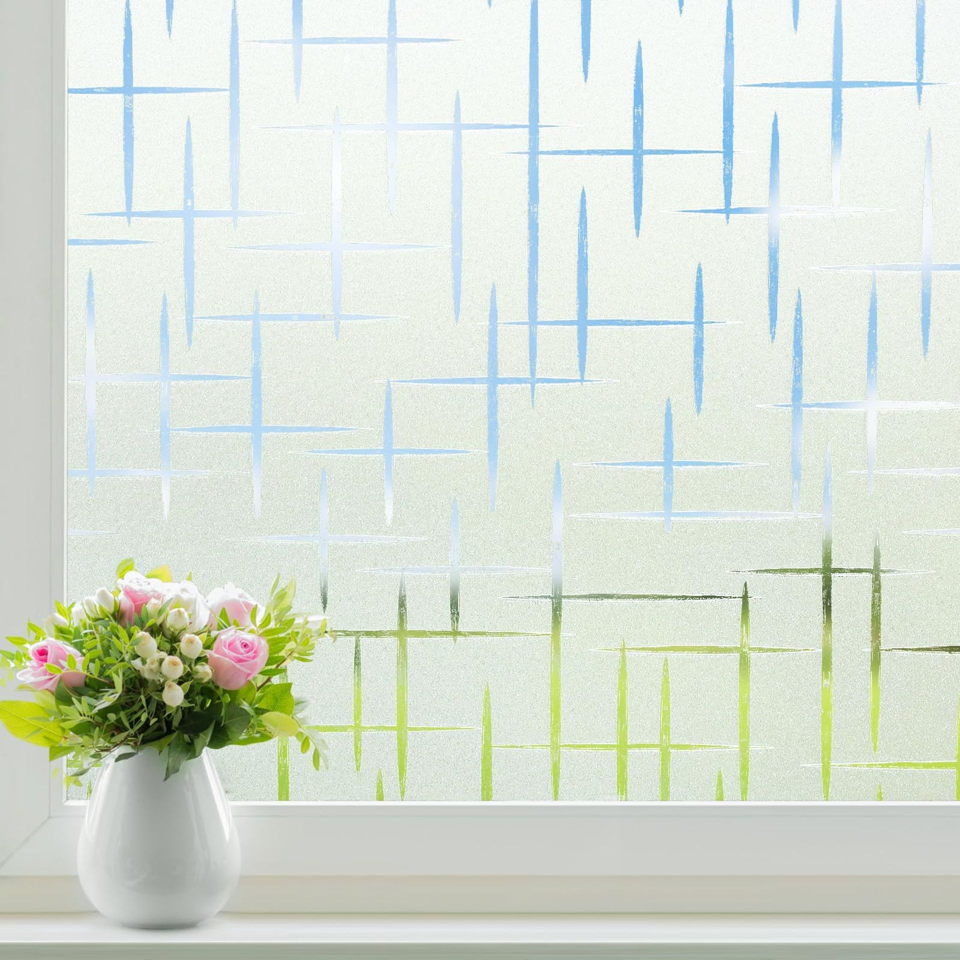 Frosted Window Film Privacy Glass Sticker, Static Cling, UV Protection, No Glue, Removable Opaque Vinyl for Home Bathroom Office 60x300cm