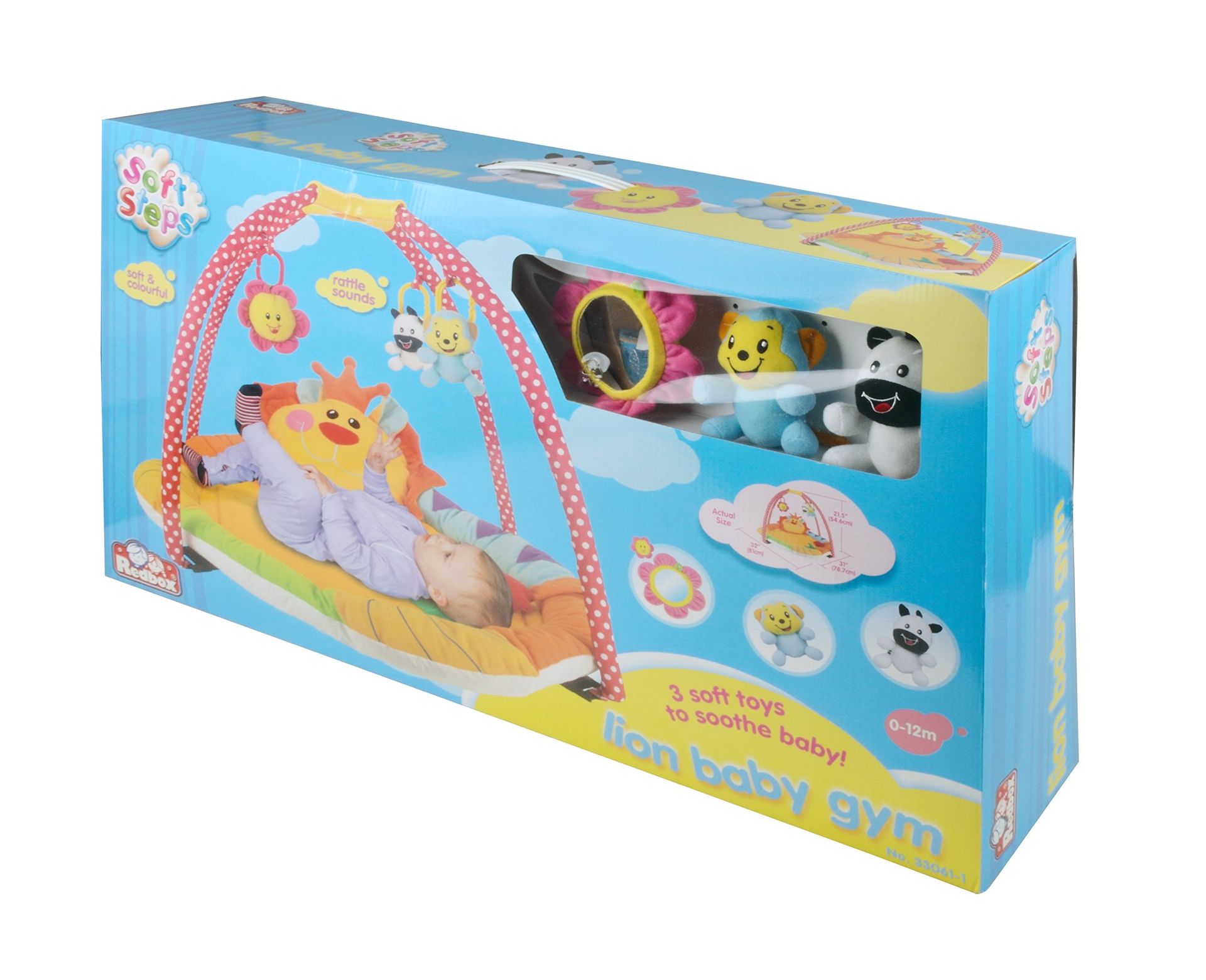 Baby Activity Play Gym Soft Mat with Hanging Toys & Rattles for Sensory Development - Multicoloured Lion