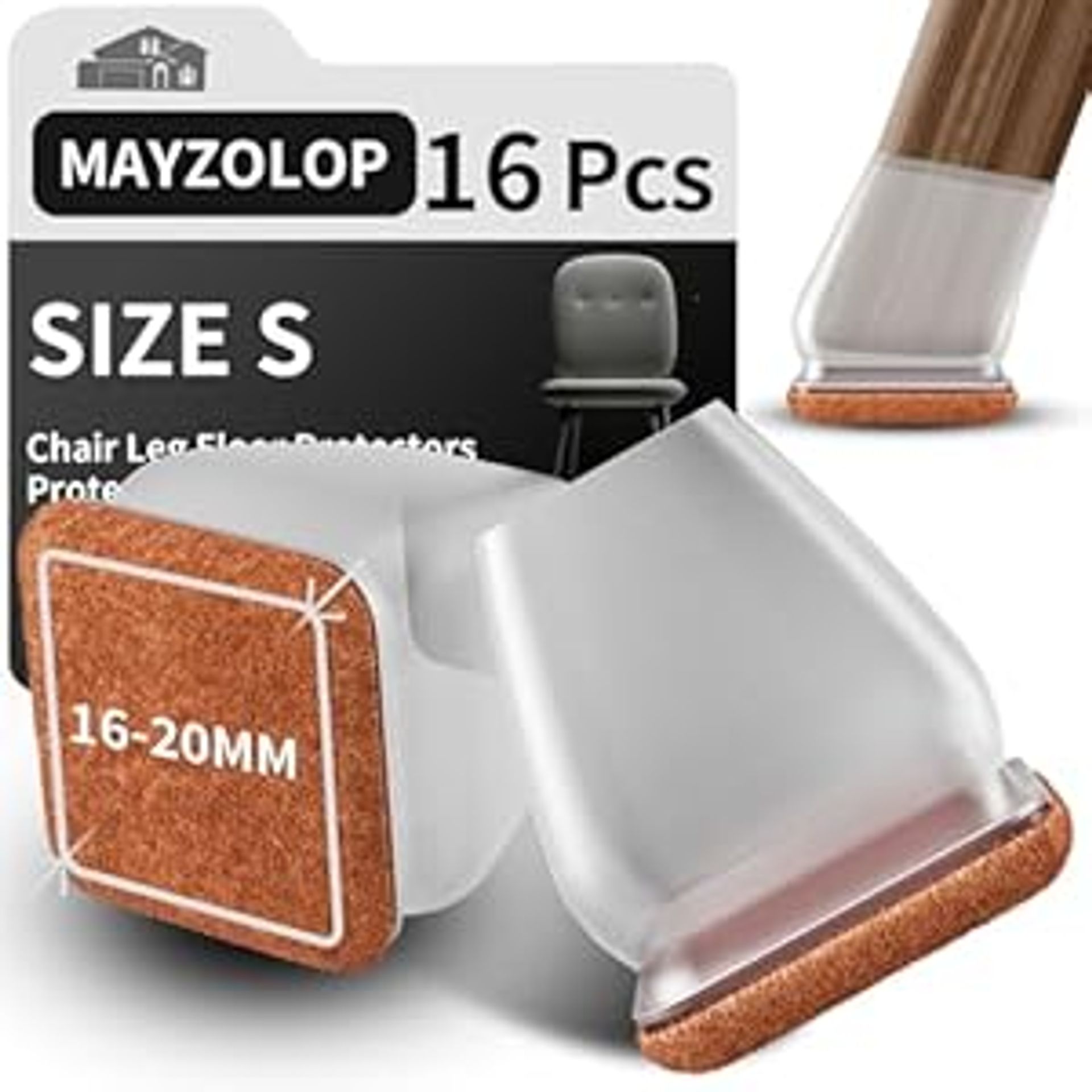 16PCS Transparent Chair Leg Floor Protectors - Anti-Scratch Felt Pads for Hardwood Floors