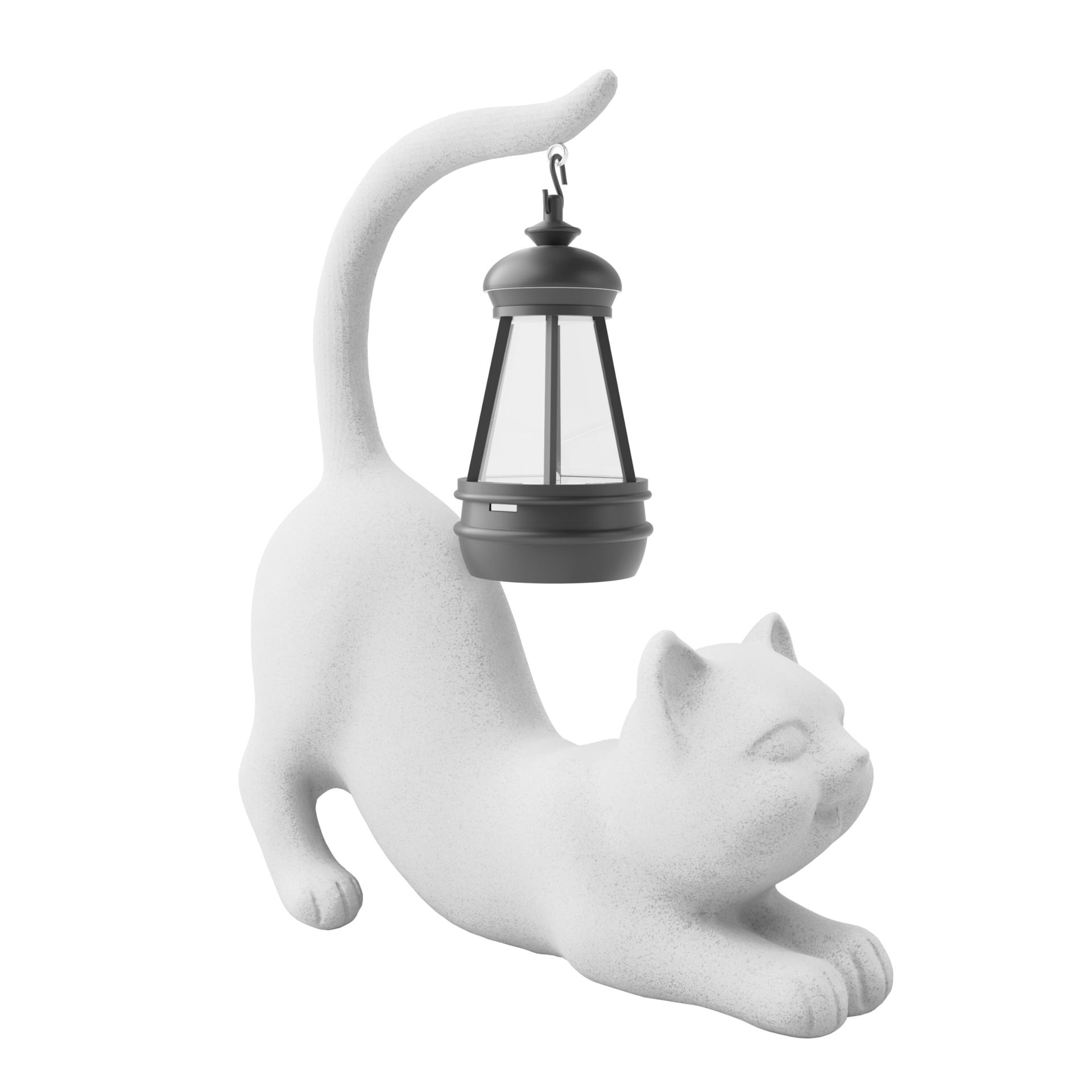 Solar Powered Garden Statue Light, 10 Inch Waterproof Resin Cat Figurine for Outdoor Décor - Patios, Balconies, Lawns & Courtyards