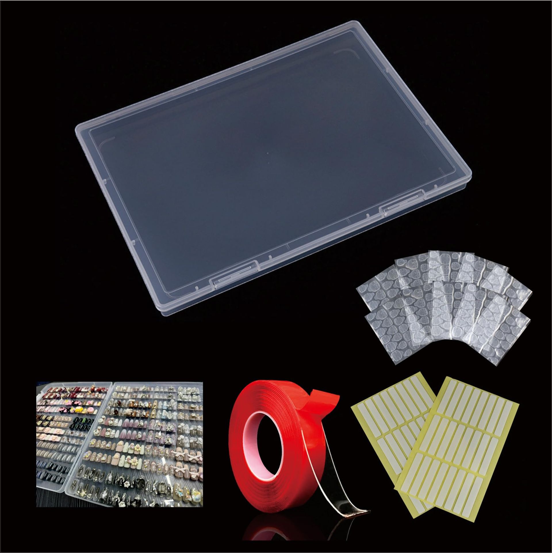 Nail Organiser and Storage Box A4 Extra Large False Nail Display Case for Press-On Nails - Transparent A4