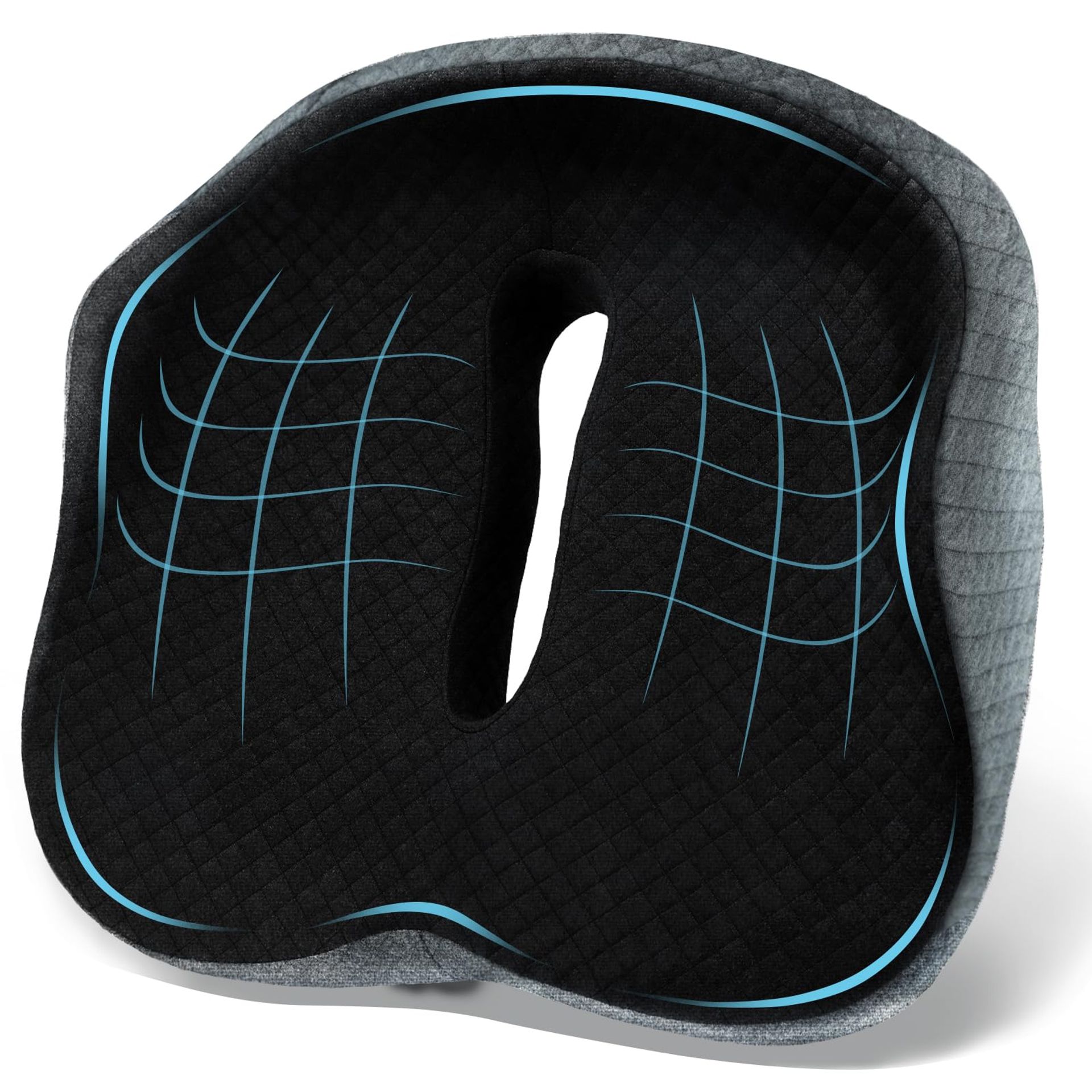 Large Memory Foam Seat Cushion with 3D Full Wrap Support for Sciatica, Coccyx & Tailbone Pain Relief at Home, Office or Car