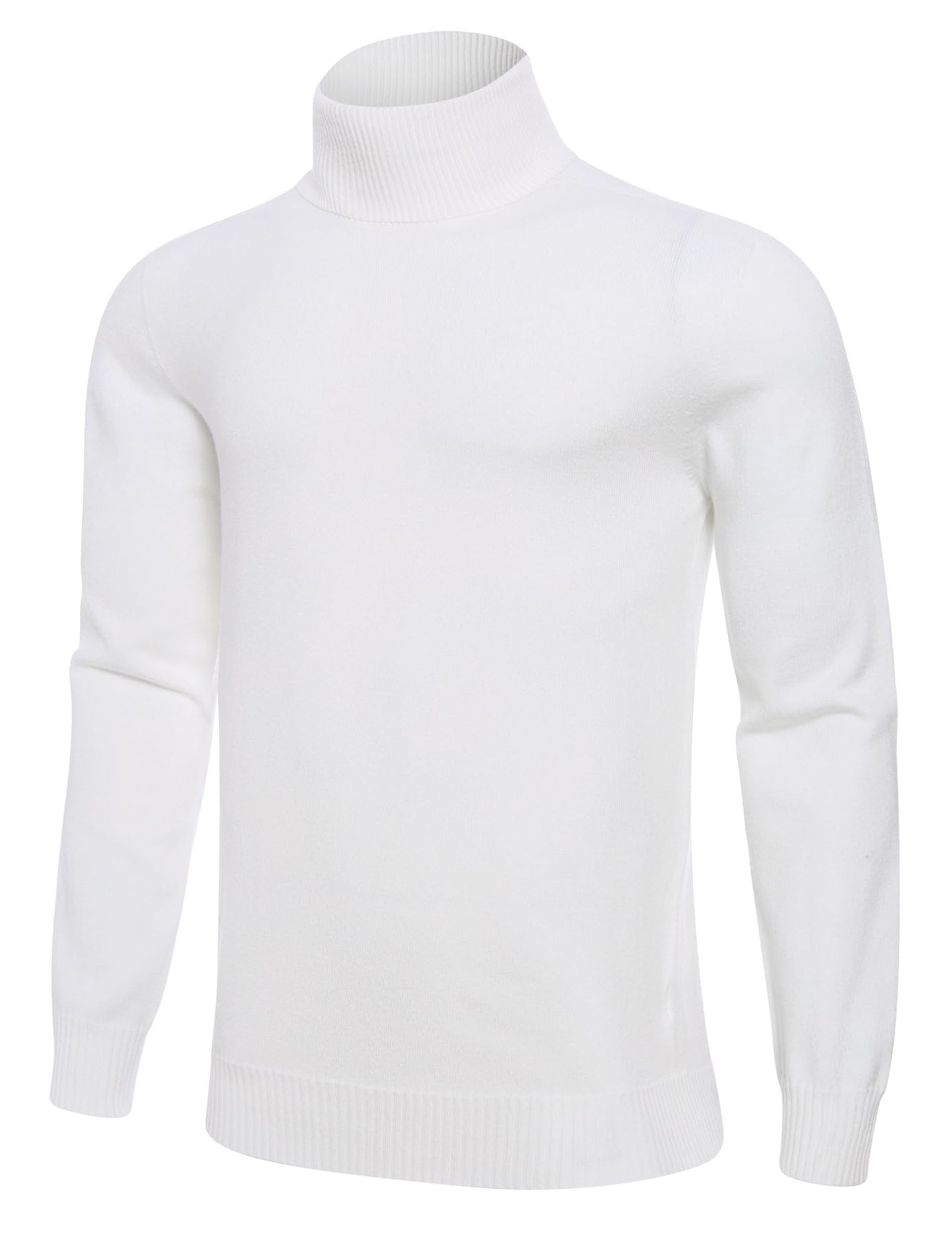 ALISISTER Men'S White Turtleneck Jumper - High Neck Sweater L