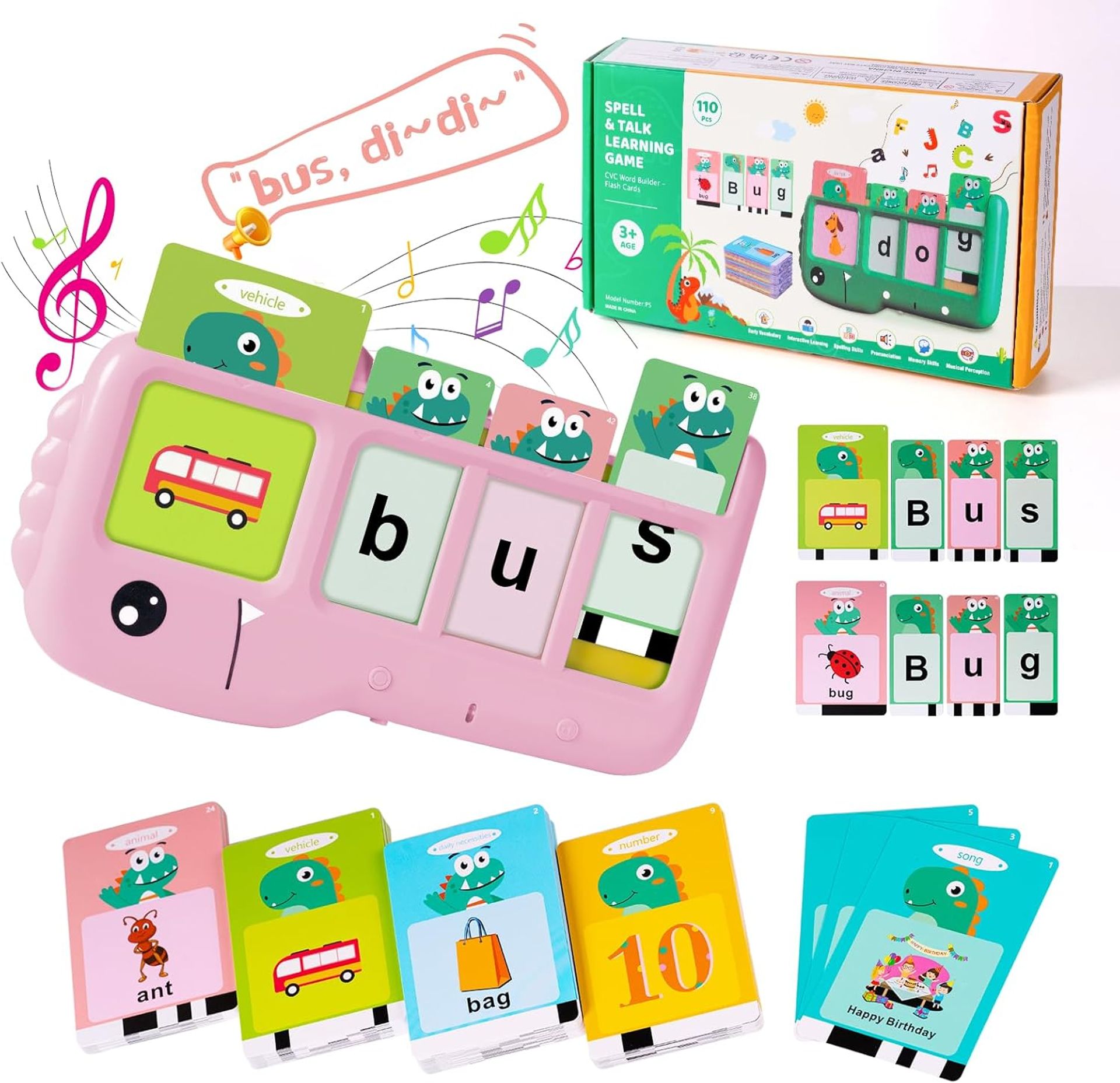 Spelling Games for Kids 3-6, Educational Montessori Toy, CVC Word Builder, Autism Sensory Learning Machine