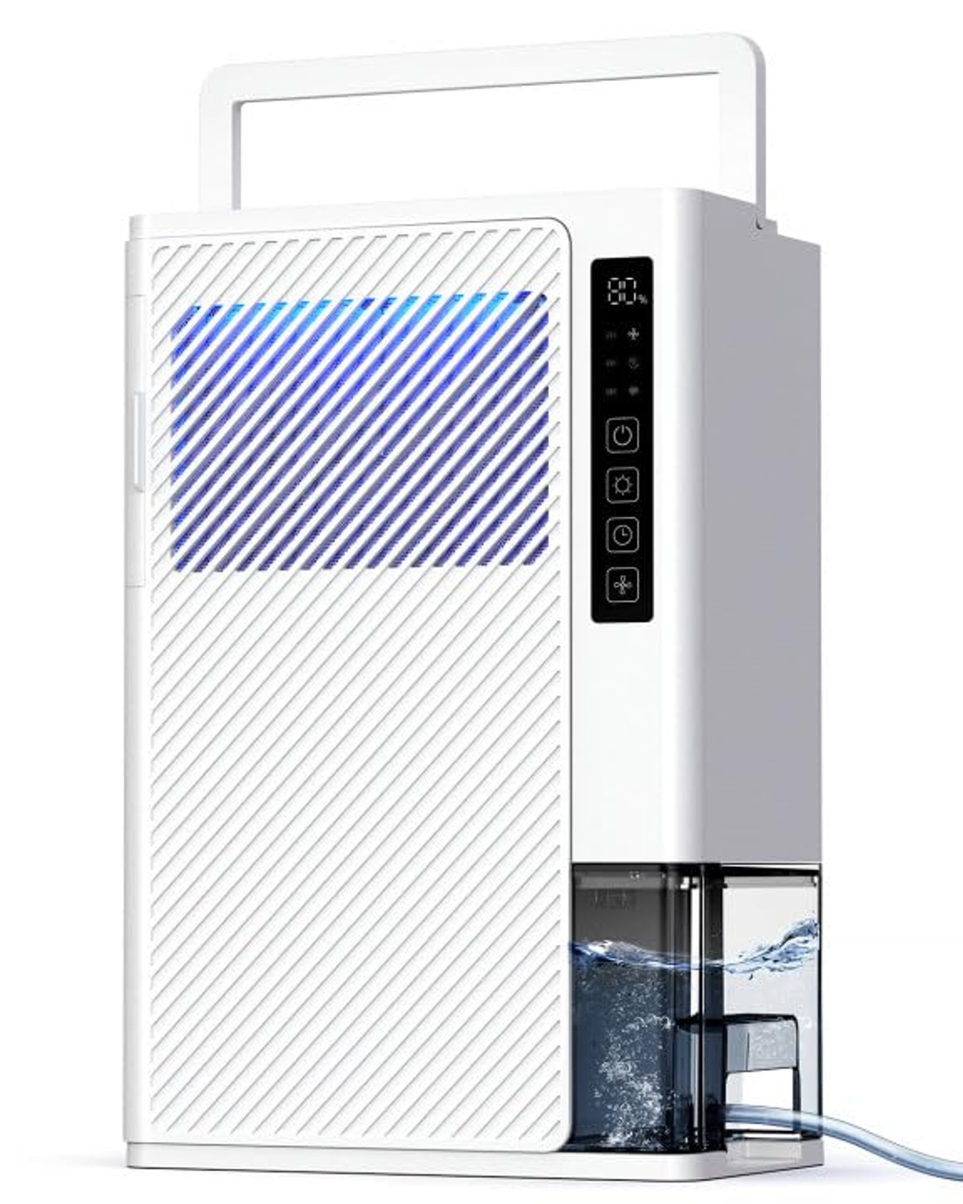 5L/Day Desiccant Dehumidifier with Drain Hose, Timer & Humidity Display for Home, Bedroom, Bathroom - Heelay