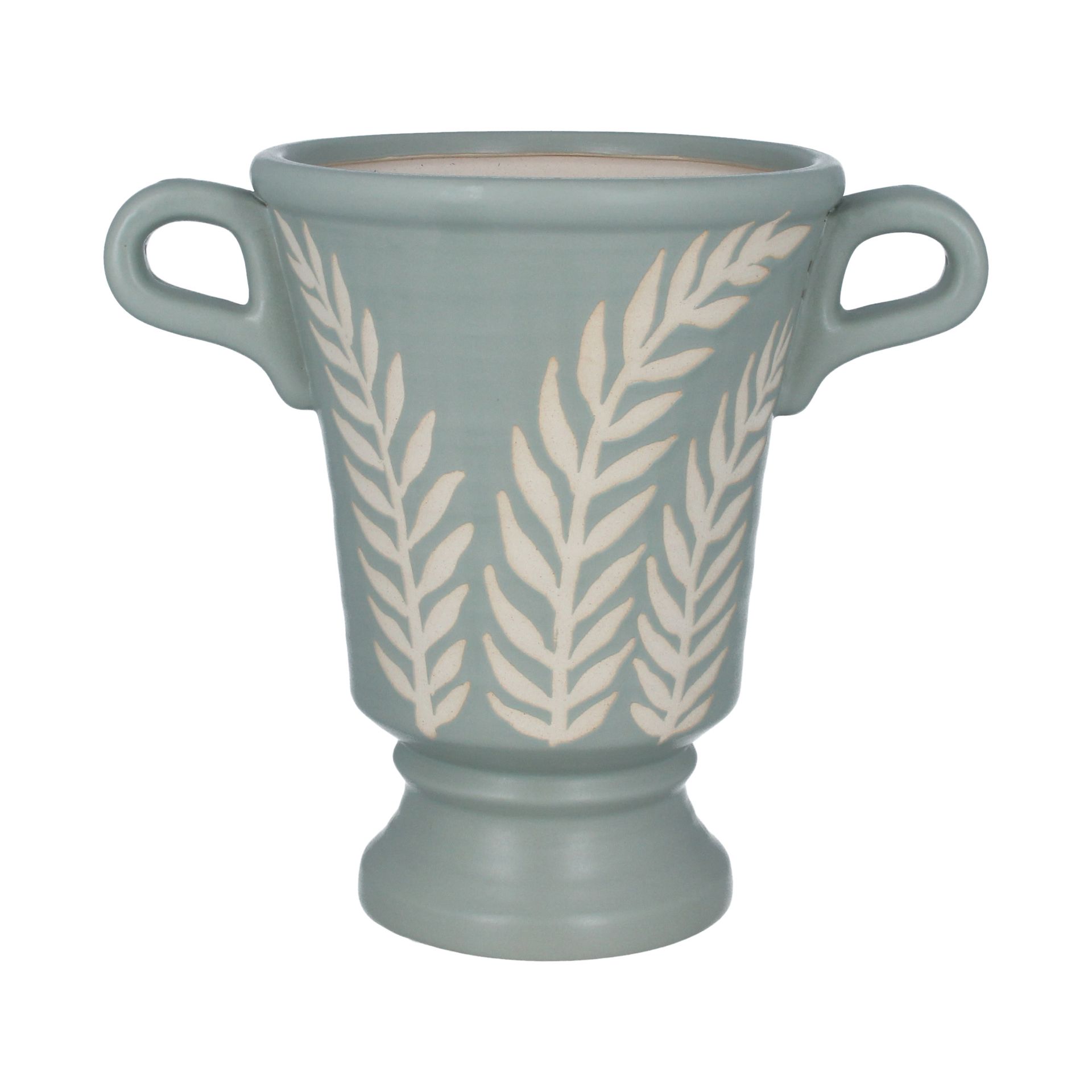 1 x Gisela Graham Duck Egg Laurel Ceramic Dec. Urn Orn, Sml      