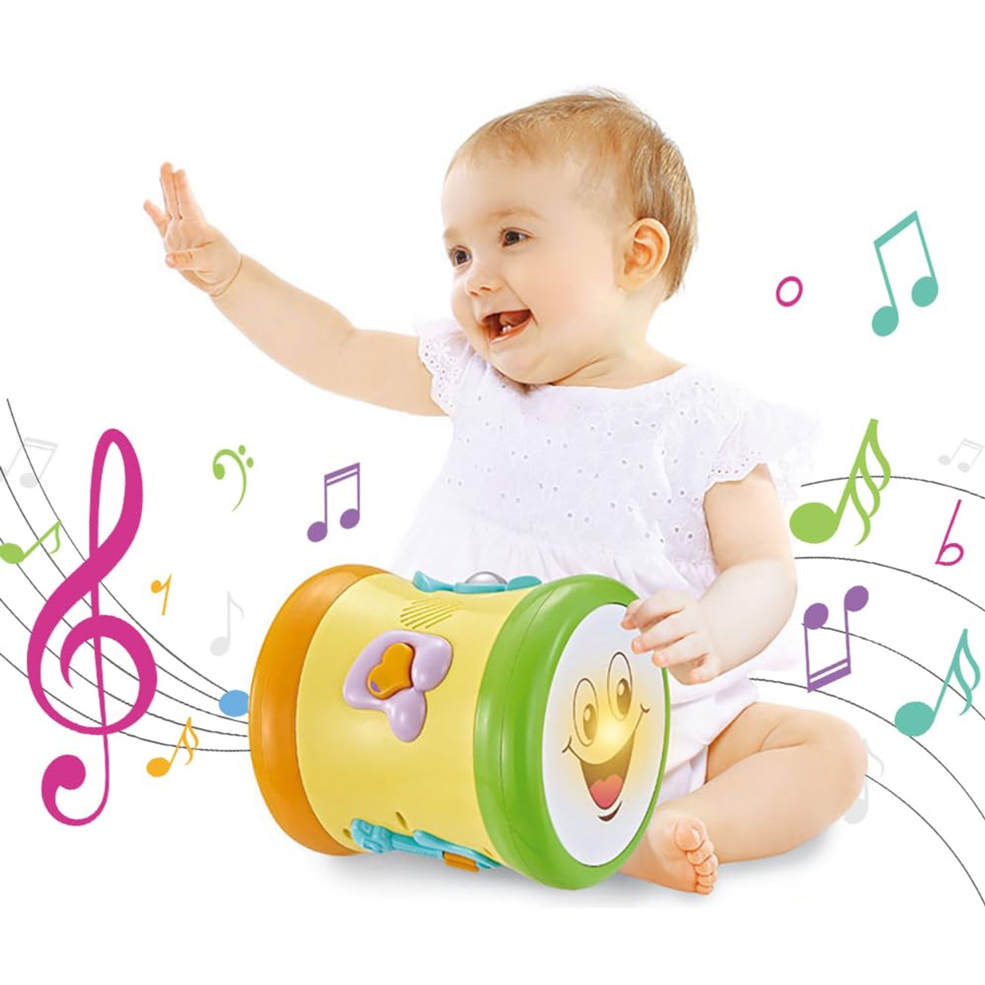 Two-Sided Baby Drum with Dynamic Light & Sound | Learning & Cognition Toy for Toddlers | Ideal Gift for 1-Year-Olds
