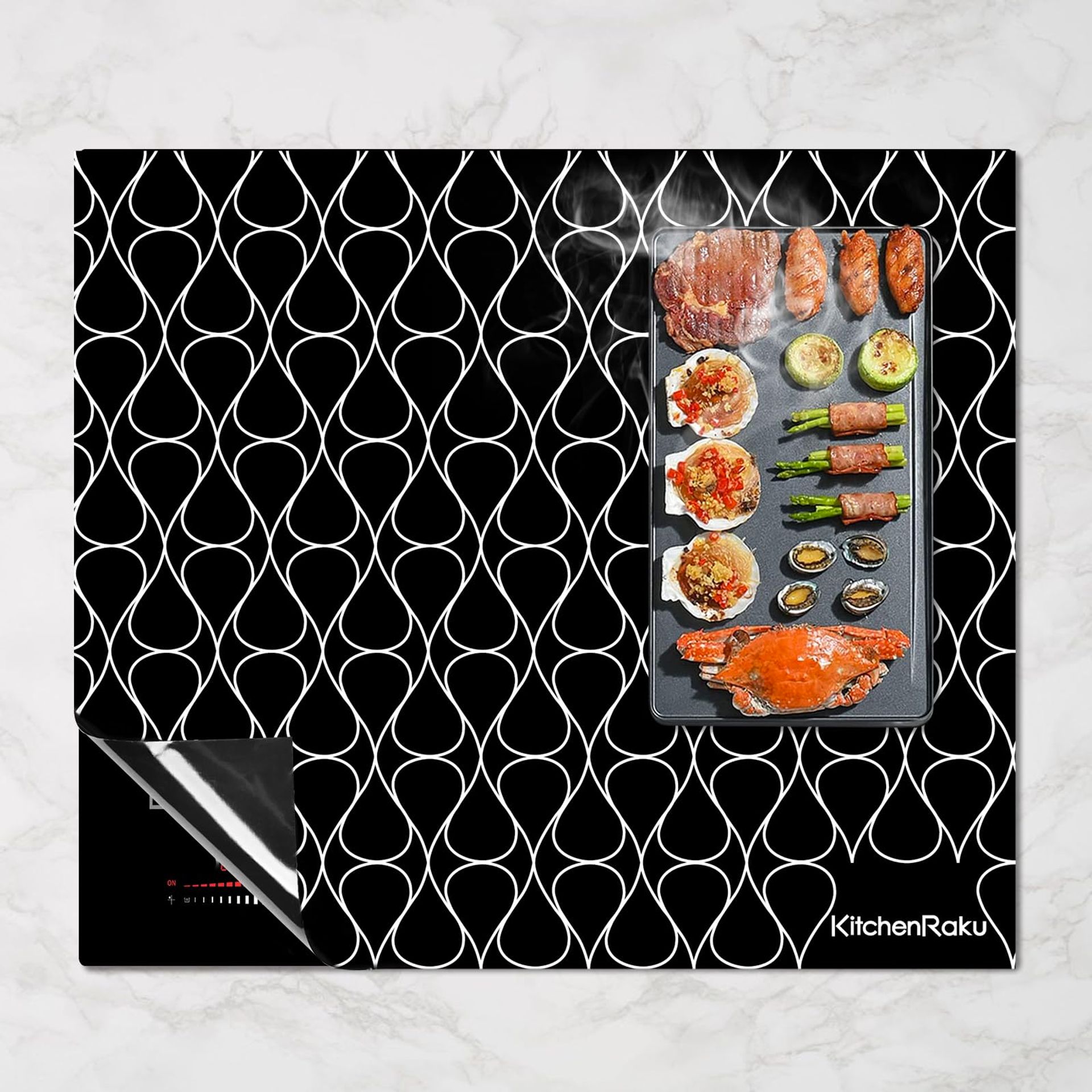 Large Black Magnetic Silicone Induction Hob Protector Mat 61x53cm - Electric Cooker Cover