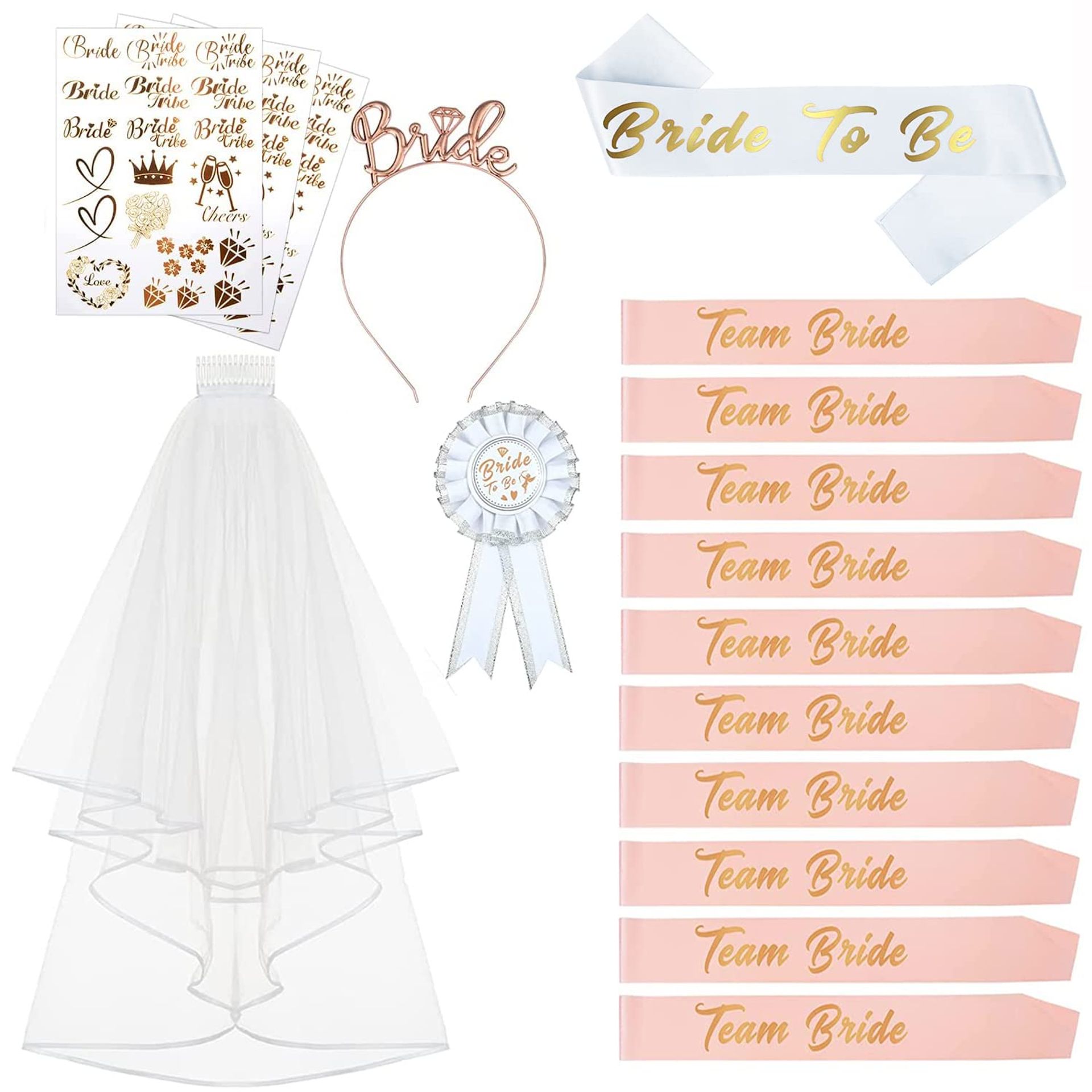 17PCS Hen Party Sash & Accessories Set - Perfect for Bachelorette & Hen Do Parties