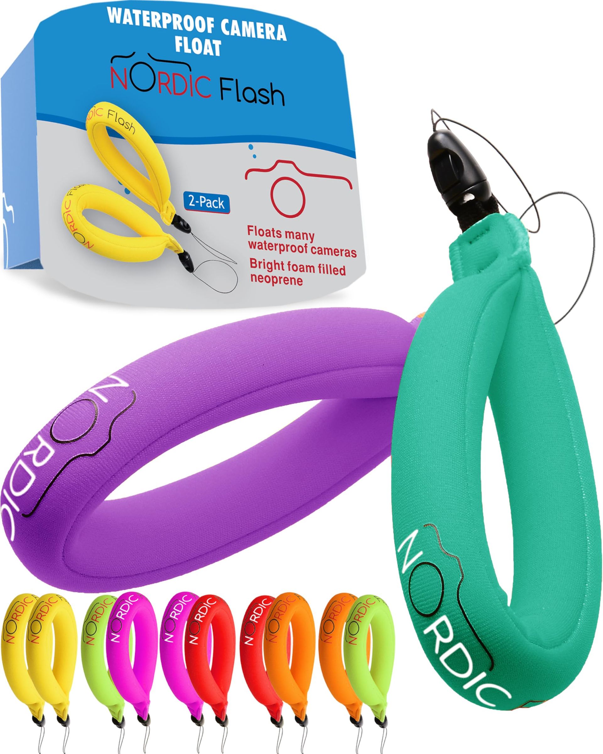 Waterproof Floating Camera Wrist Straps 2-Pack – Keeps Devices Safe in Water, Turquoise & Purple