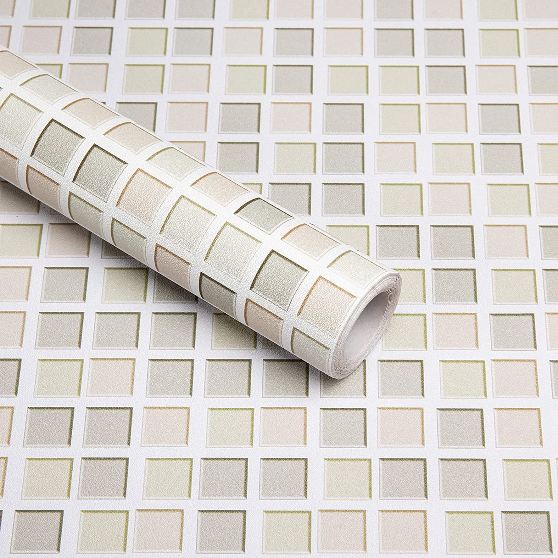 Self Adhesive Vinyl Wallpaper Mosaic Sticky Back Plastic Waterproof for Kitchen Bathroom Walls - Yellow 60cm x 5m