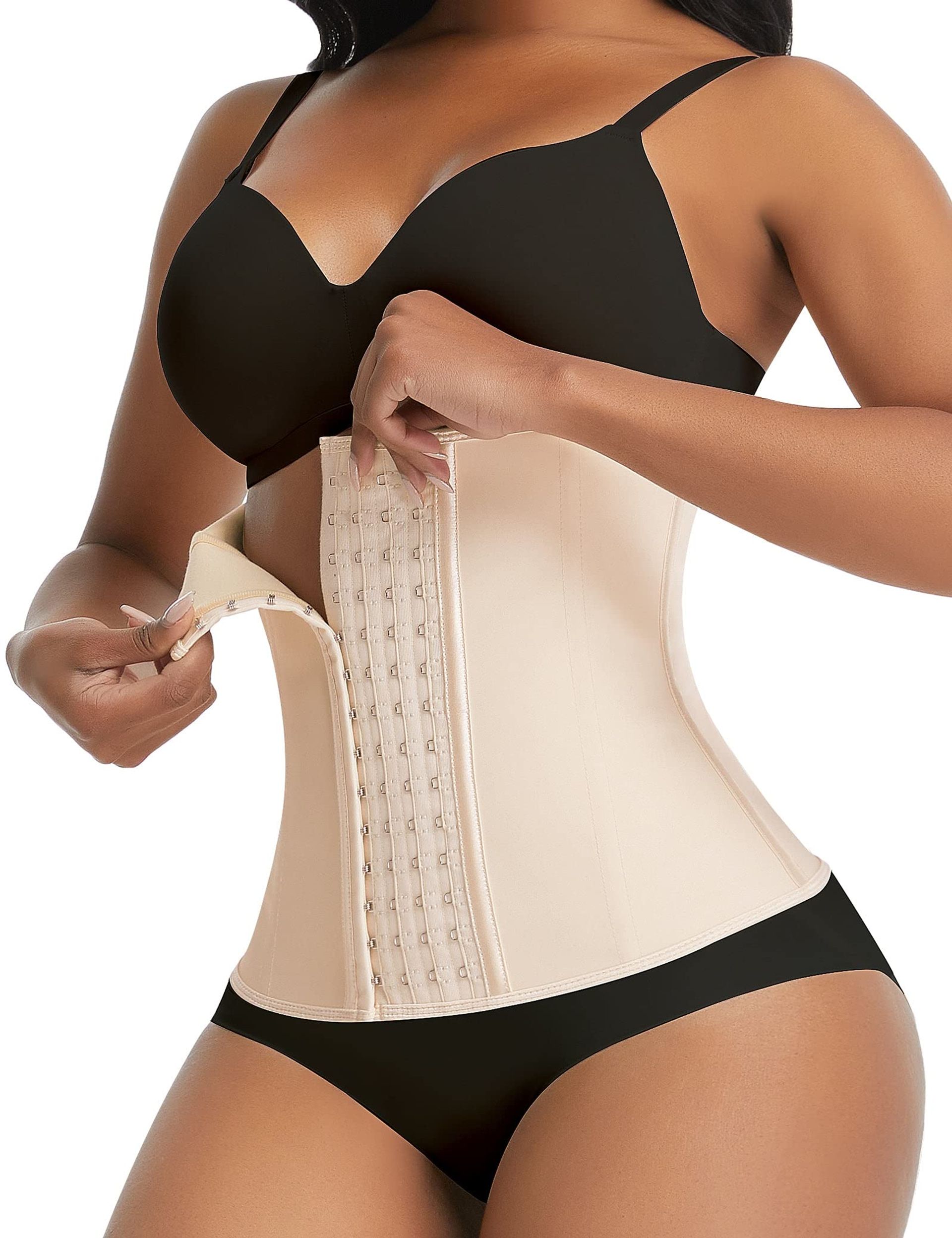 Women's Waist Trainer Corset Latex Tummy Control Slimming Body Shaper - Beige M