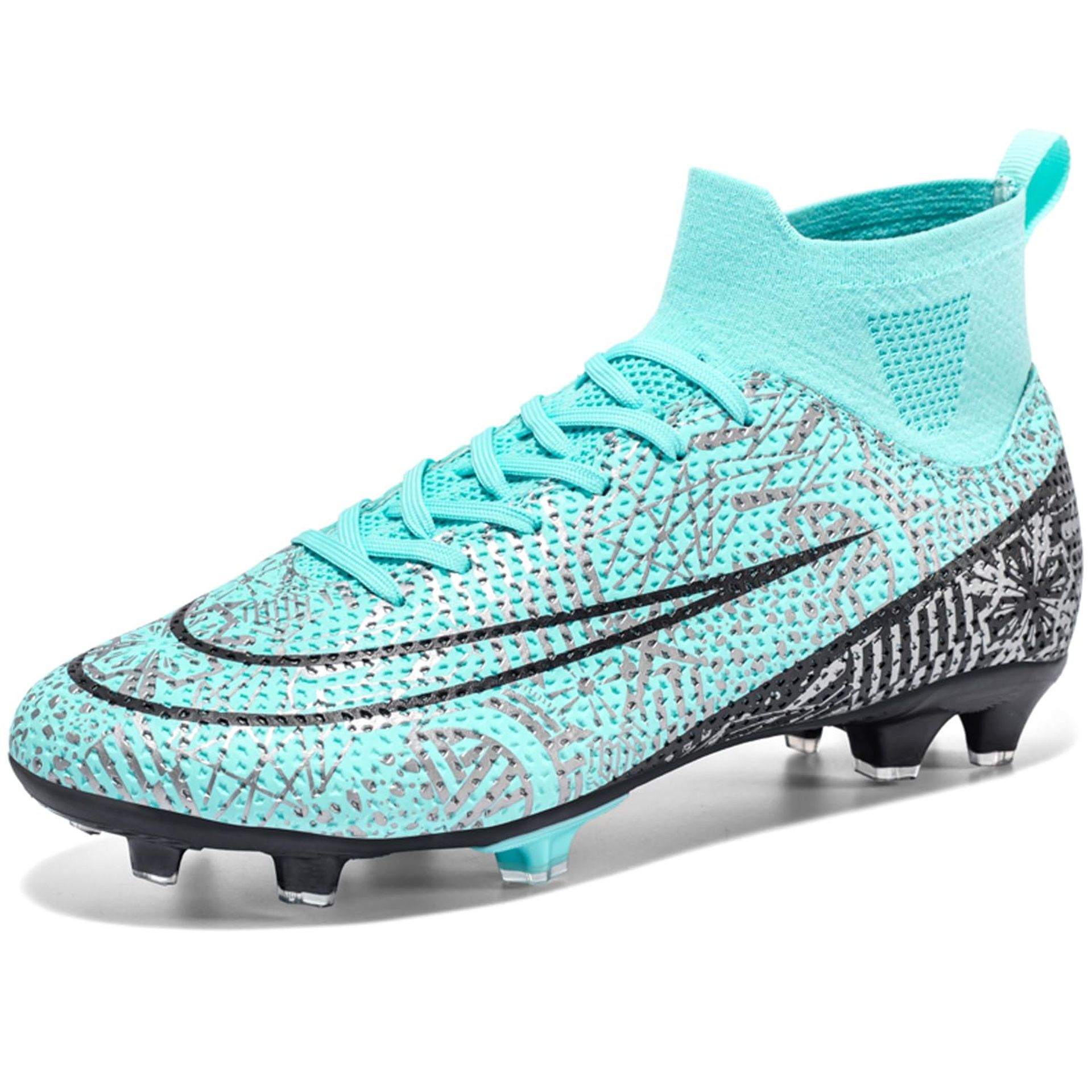 Kids Football Boots Boys Girls Soccer Trainers High Top Non-Slip Outdoor Astro Turf Shoes - Moonlight UK 2.5