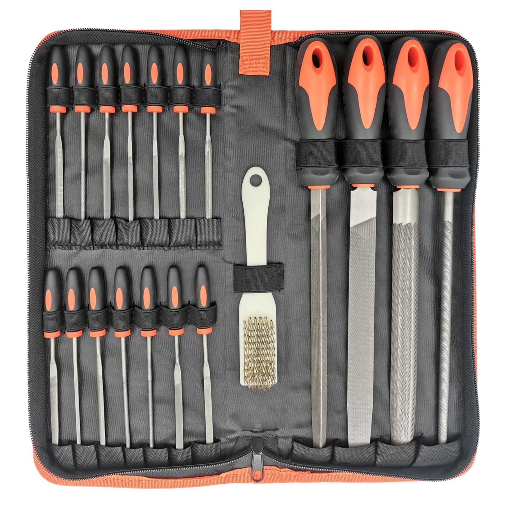 20 Piece Metal File Set with Carry Case – Flat, Round, Half-Round & Triangle Files for Wood & Metalwork