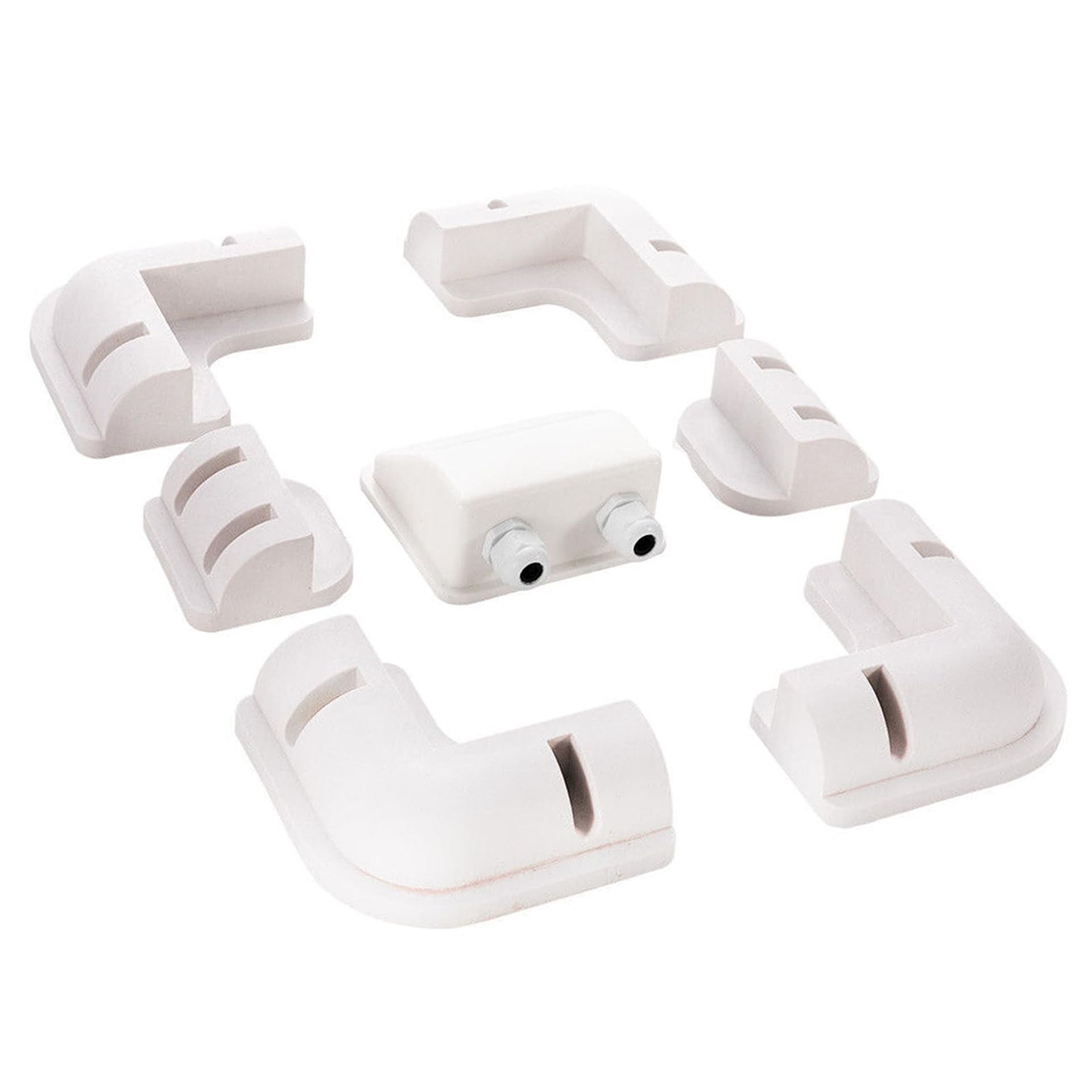 7PCS Solar Panel Mounting Brackets Kit ABS Corner Roof Drill-Free Mount for RV, Caravans and Camper Vans - White O-ZJ-7