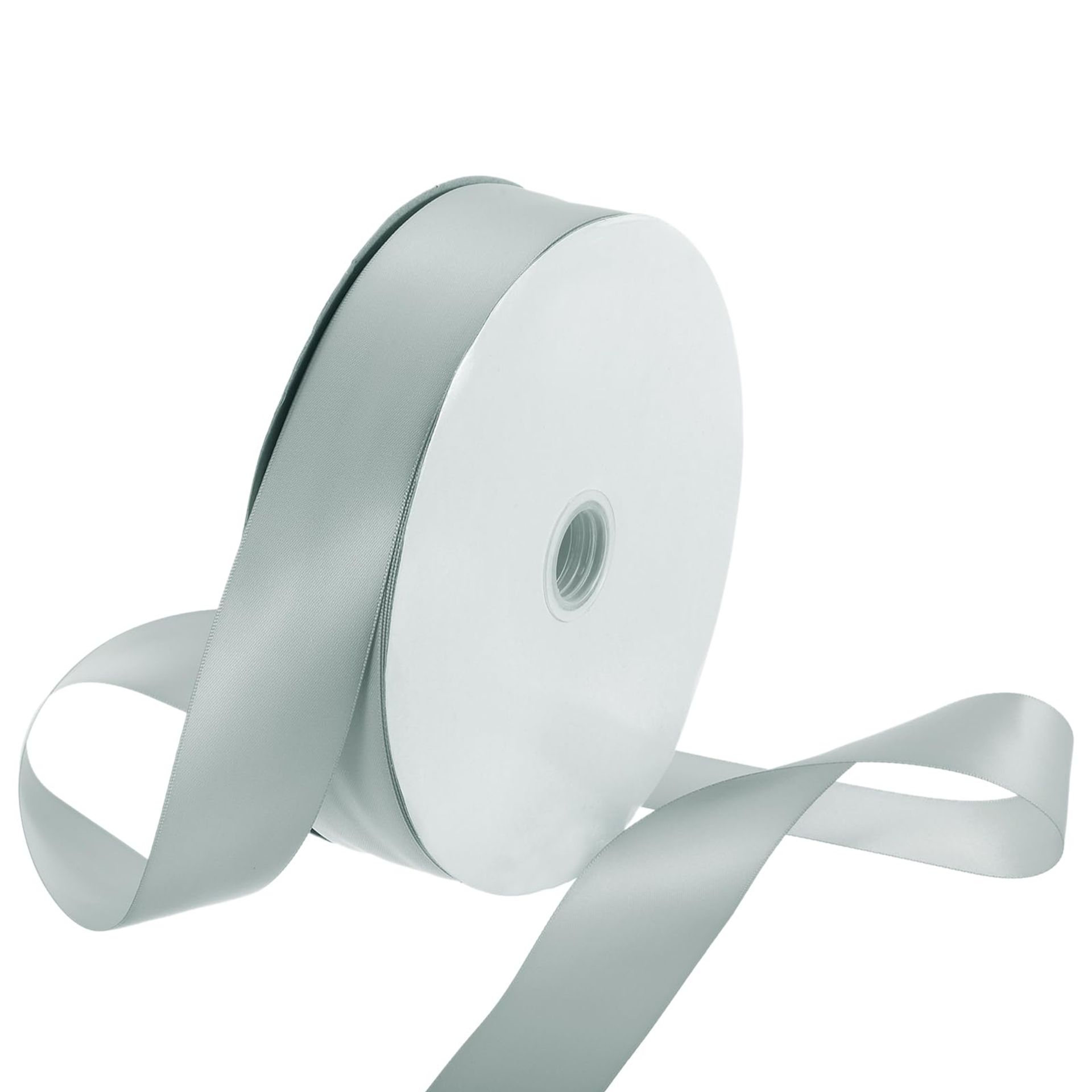 Rebower 38mm Satin Ribbon 91m Thick Double Face Grosgrain Silk Ribbon, [for Gift Wrapping, Hair Bows, Wedding, Cake, Flower] - 100 Yard/300ft/ Steel Grey