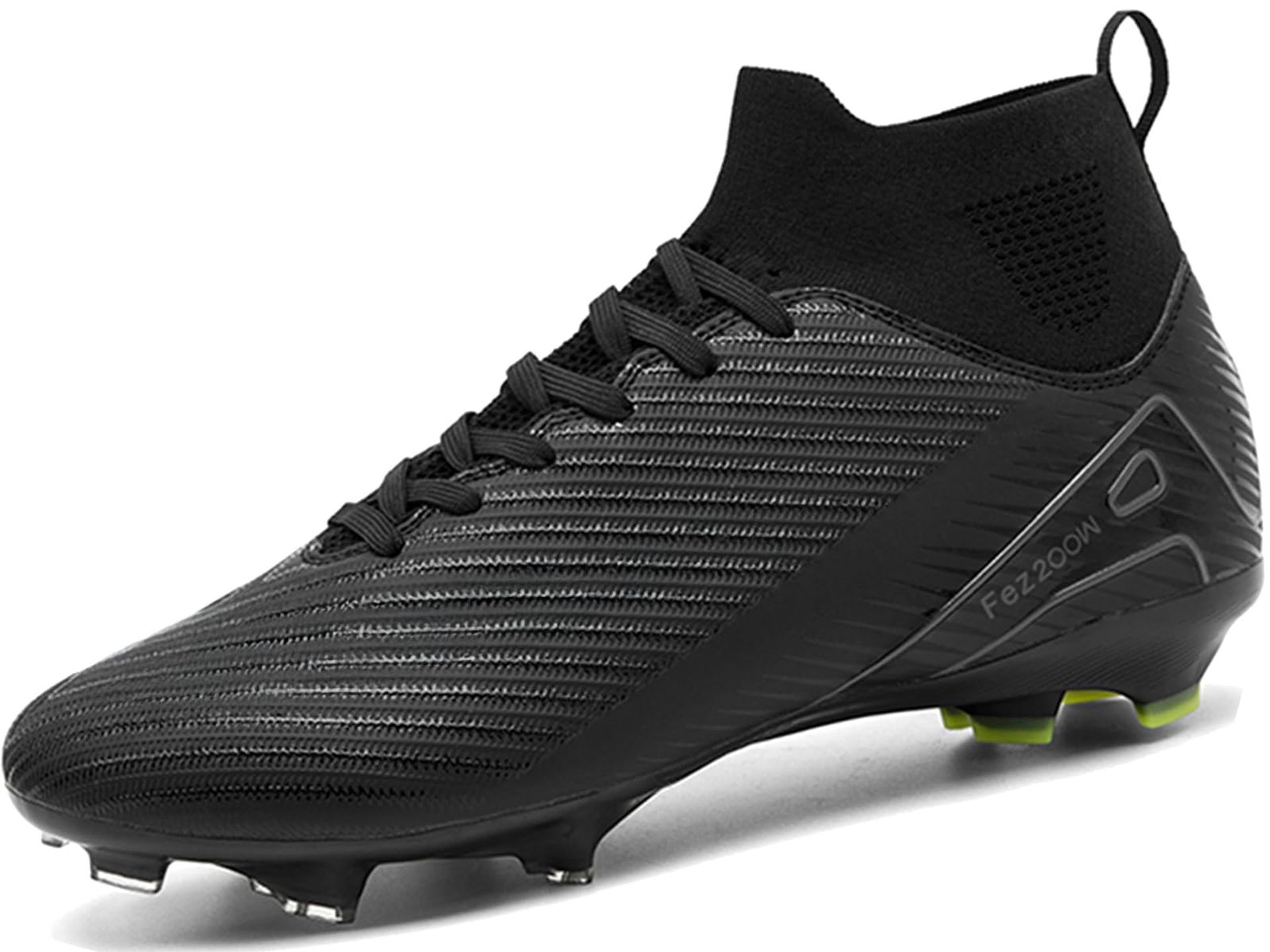 Men's Football Boots Astro Turf Trainers High Top Spikes Soccer Cleats - Black EU36