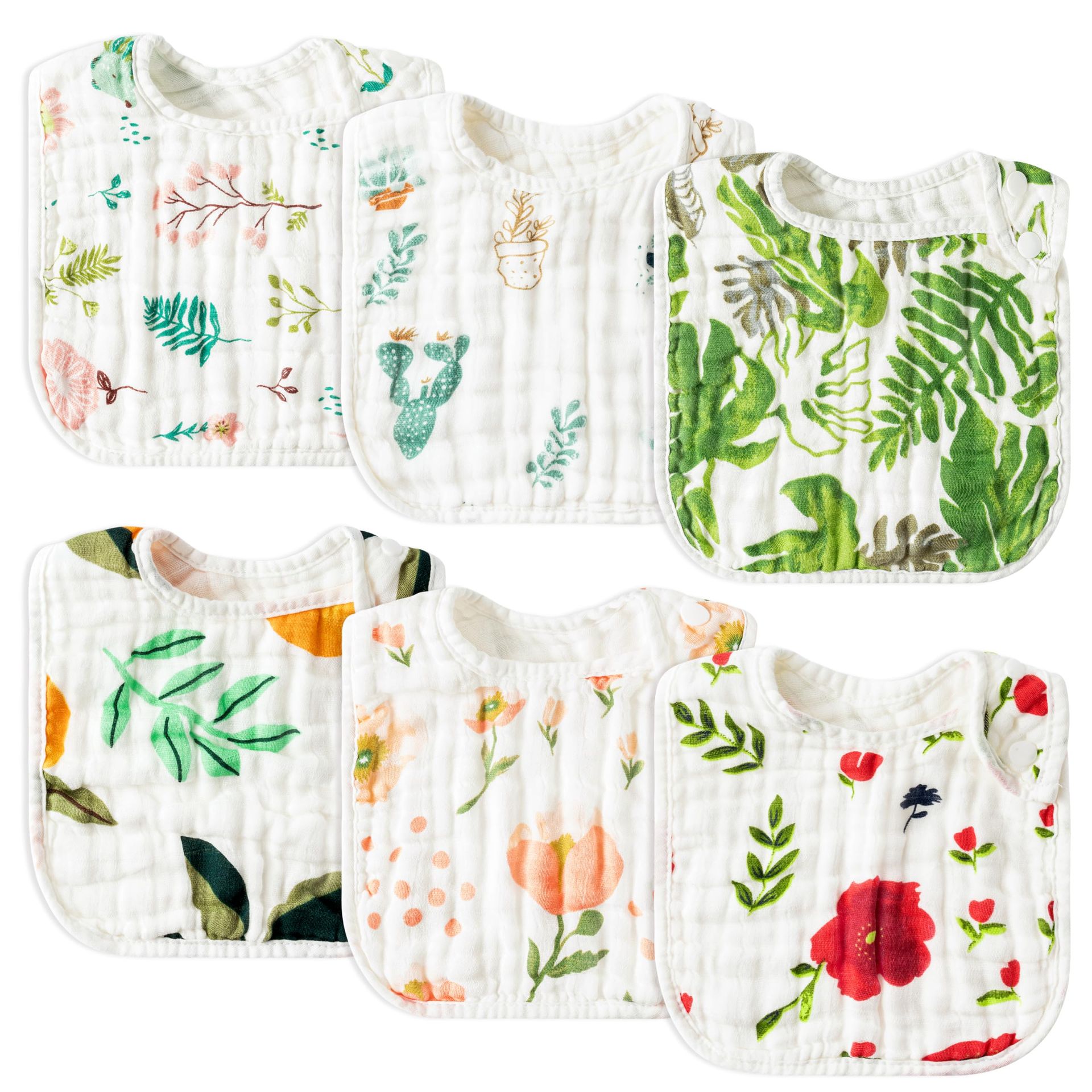WATINC Baby Bibs for Boys Girls - Newborn Bibs Absorbent Baby Feeding Teething Bibs Cotton Adjustable Snaps Bibs Burp Cloths for Babies Bandana Drool Bibs Unisex Bibs Baby Shower Birthday Gift