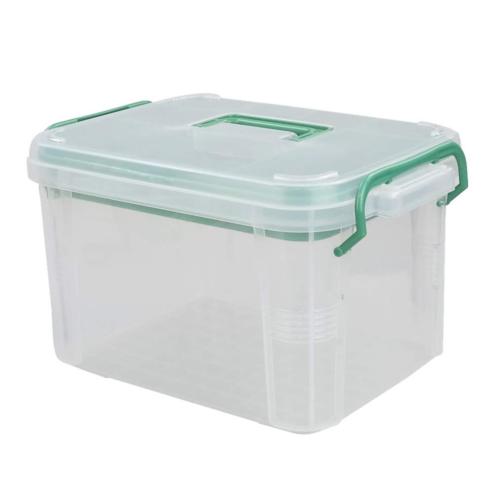Family Medicine Storage Box Household First Aid Kit Organiser with Handle and Clear Lid - Clear 1-Pack