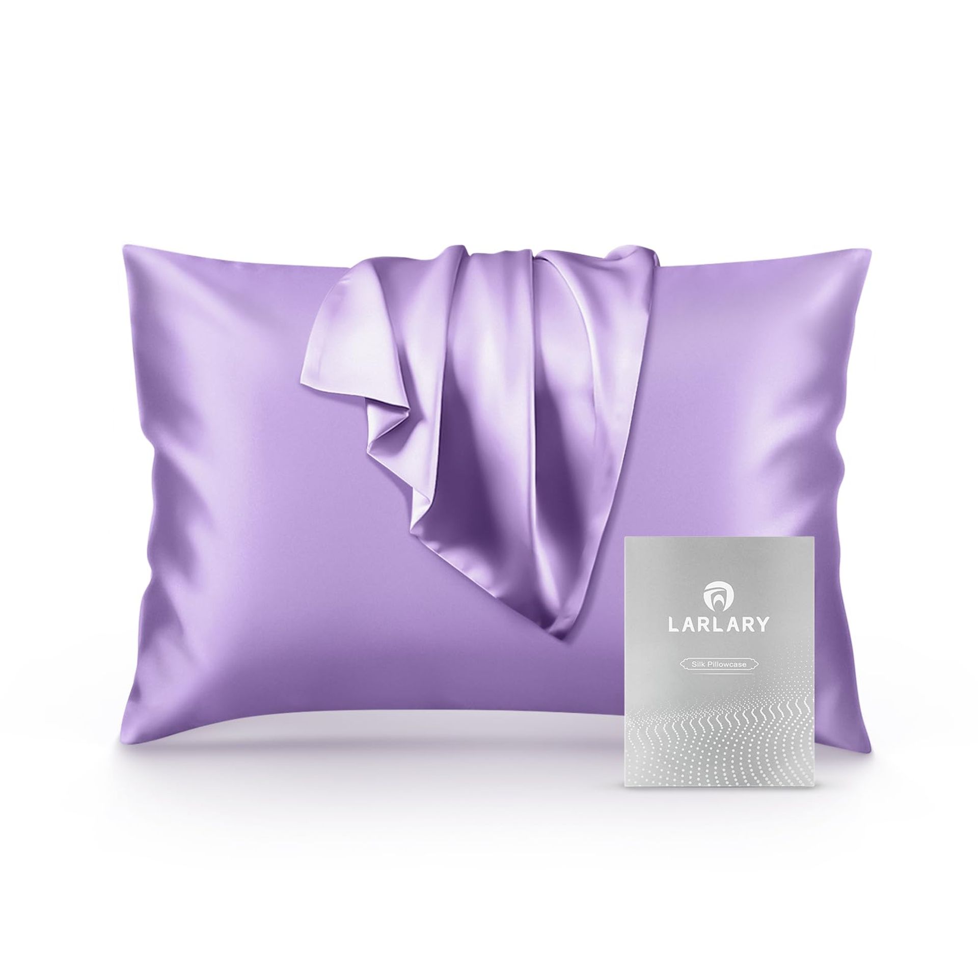 Larlary Silk Pillowcase (50x75 cm), 90% Silk, 10% Cotton,silk Pillow Case for Hair and Skin, Soft Touch Pillow Cases (1, Purple)
