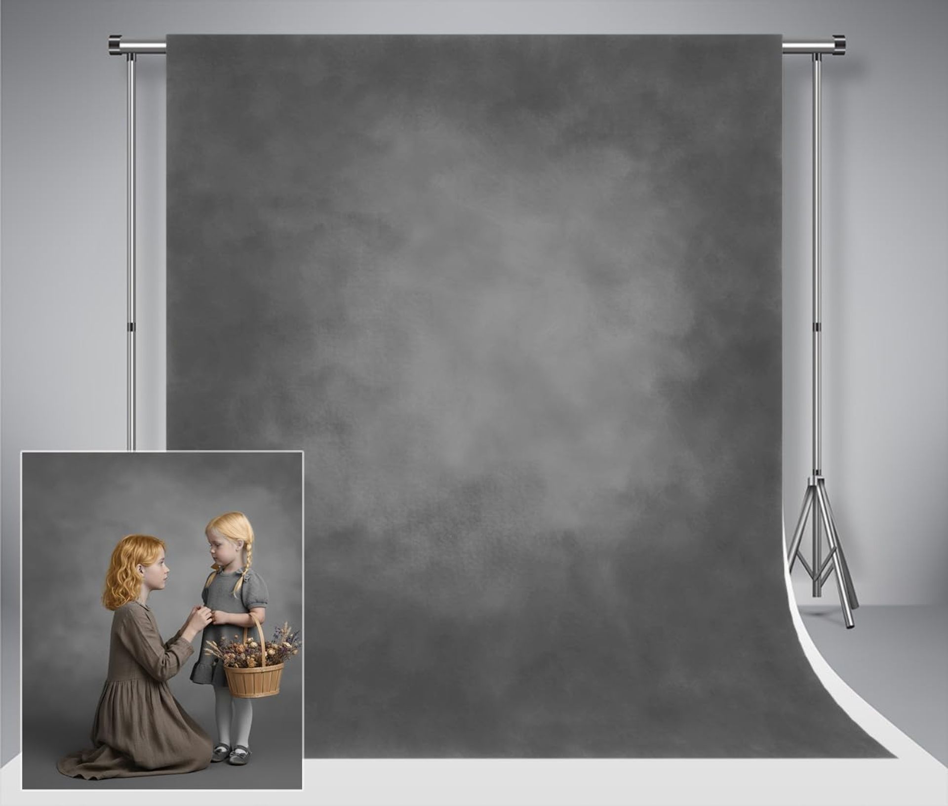 Photography Backdrop Dark Grey Retro Microfibre Texture for Studio Portraits - Dark Grey 1.5x2.2m