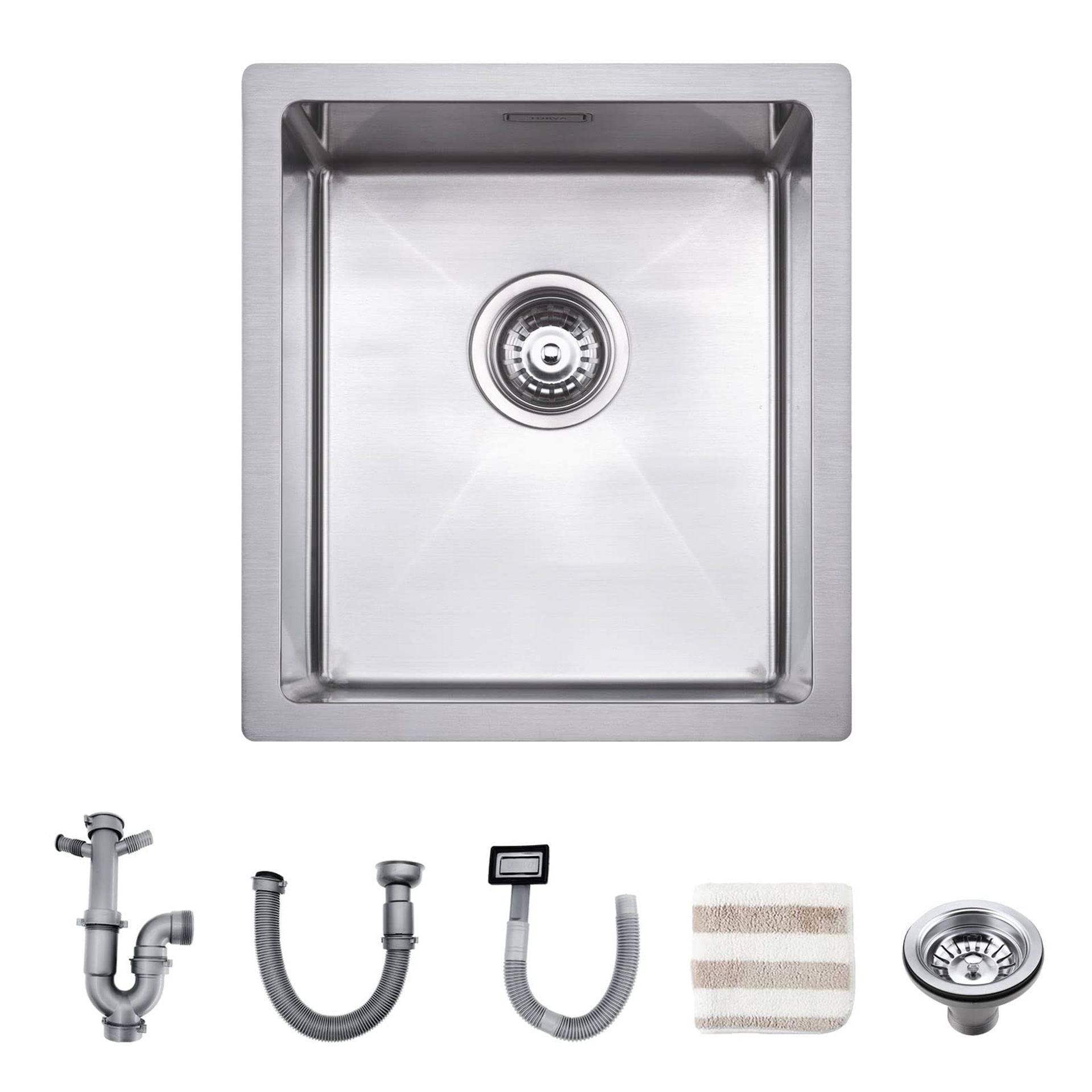 Undermount Kitchen Sink 16-Gauge Stainless Steel Single Bowl Bar Basin - Silver 38 x 43 cm