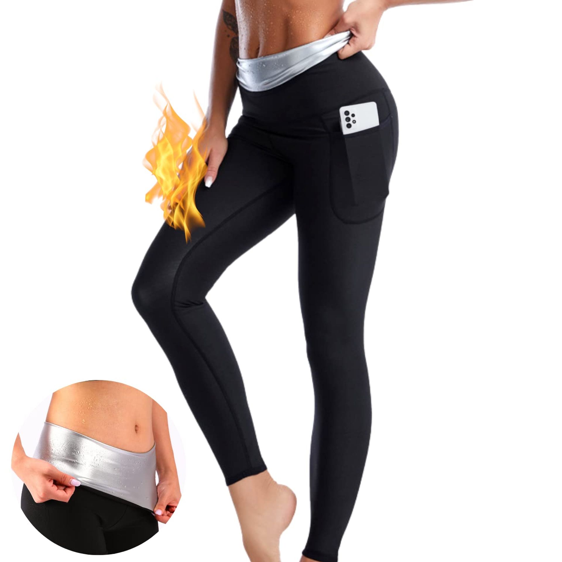 Nano Hertz Sauna Sweat Suit Shapewear Shorts with Pockets & Waist Trainer for Women & Girls