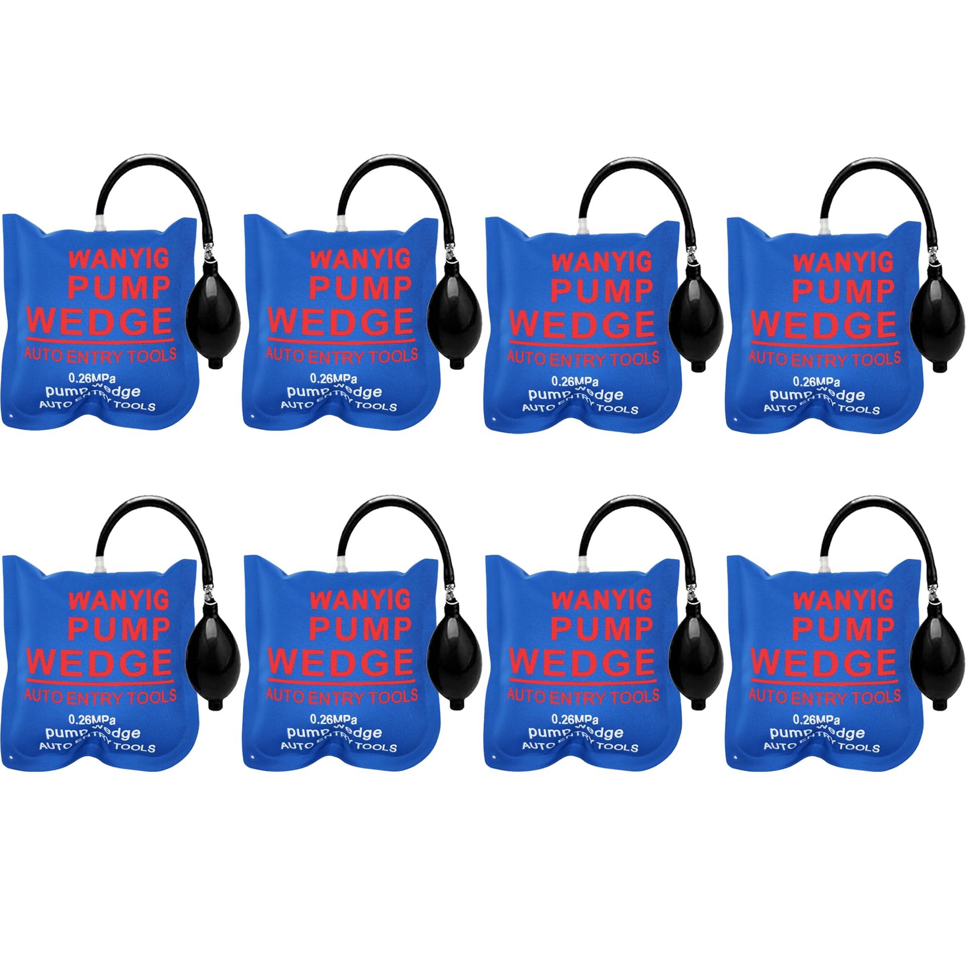 Air Pump Wedge Set 8 Piece Car Door Alignment Lifting Cushion Inflatable Spreader Universal Tool Load 300kg - Blue