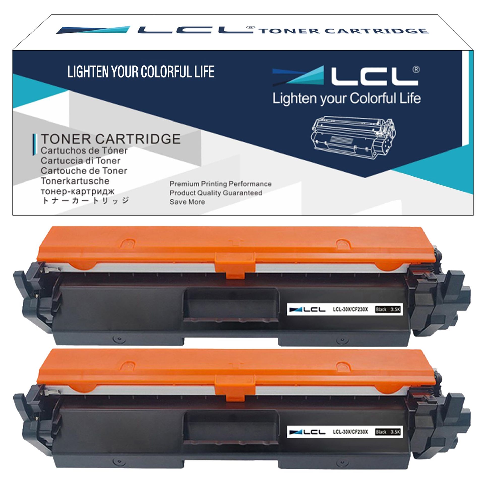 High Capacity Toner Cartridge Replacement for HP LaserJet Pro M203/M227 Series Printers 3500 Page Yield - Black CF230X 2-Pack
