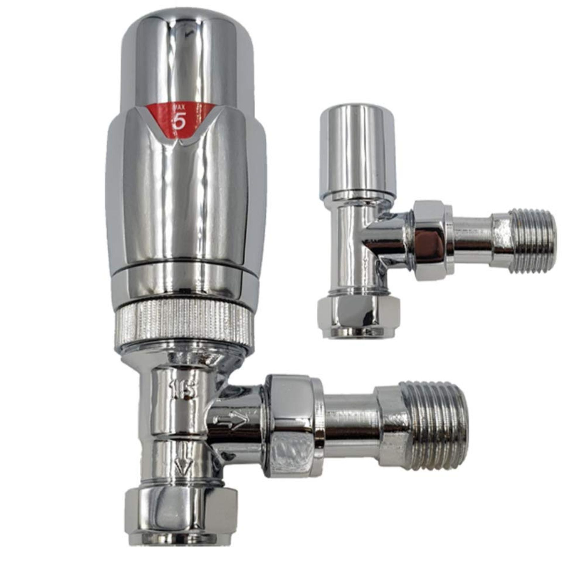 Thermostatic Radiator Valve & Lockshield Set, ½” x 15mm Chrome, Energy-Saving, EN 215 Standard