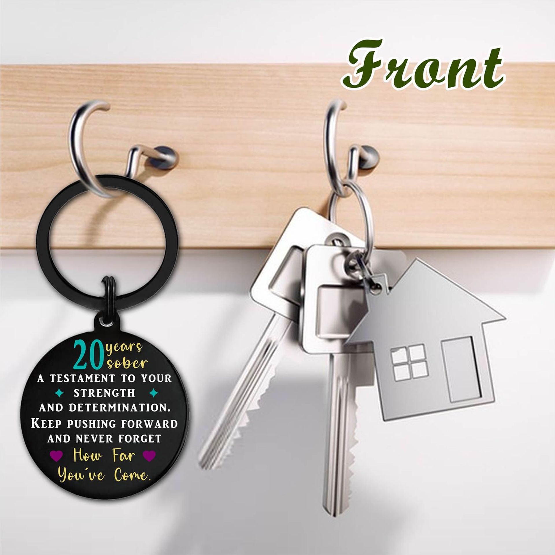 Laluminter Sobriety Keychain - 1 To 20 Years Clean & Sober Anniversary Gift, Stainless Steel