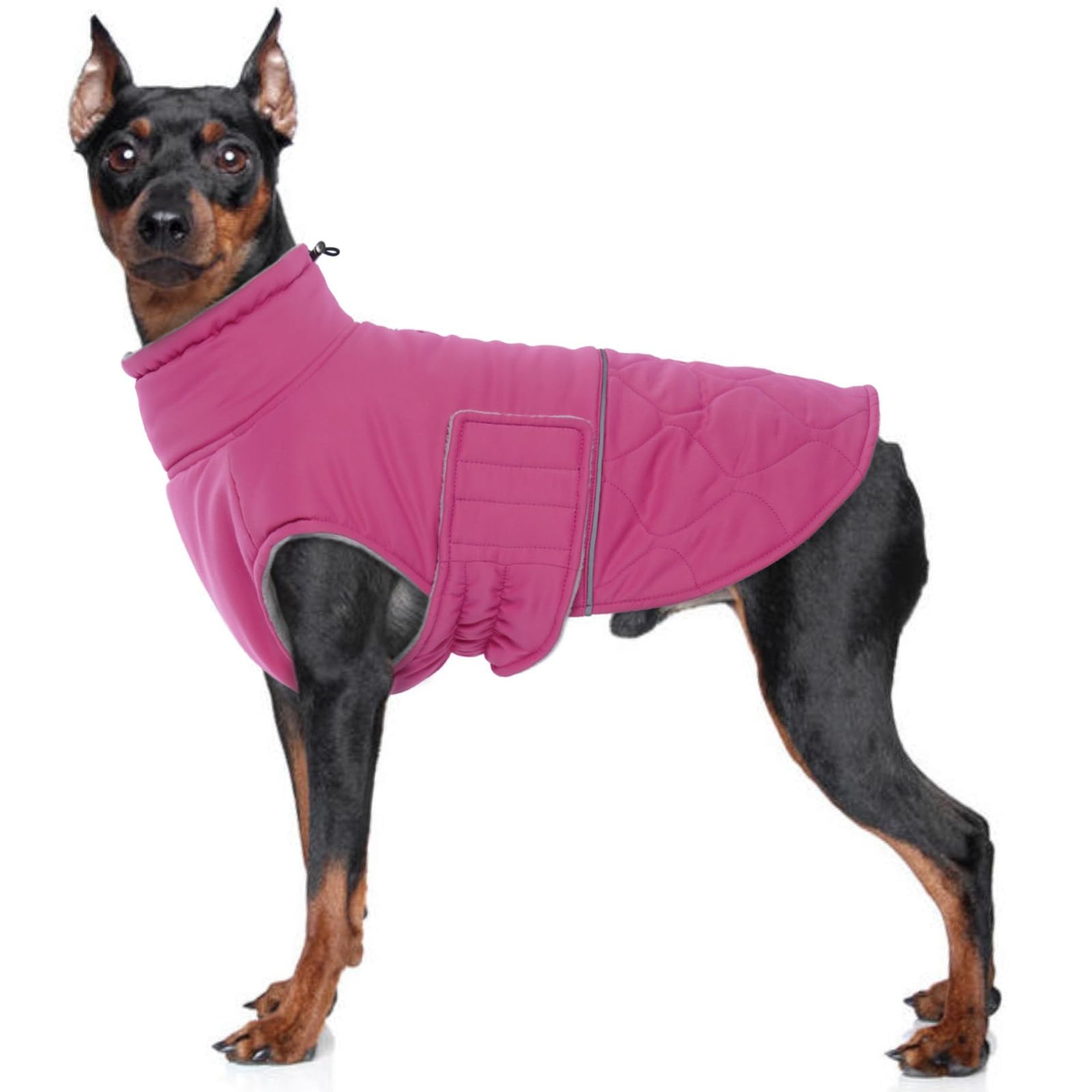 Quilted Winter Dog Jacket Windproof Waterproof Coat with Fleece Lining for Warmth and Comfort - Pink XL