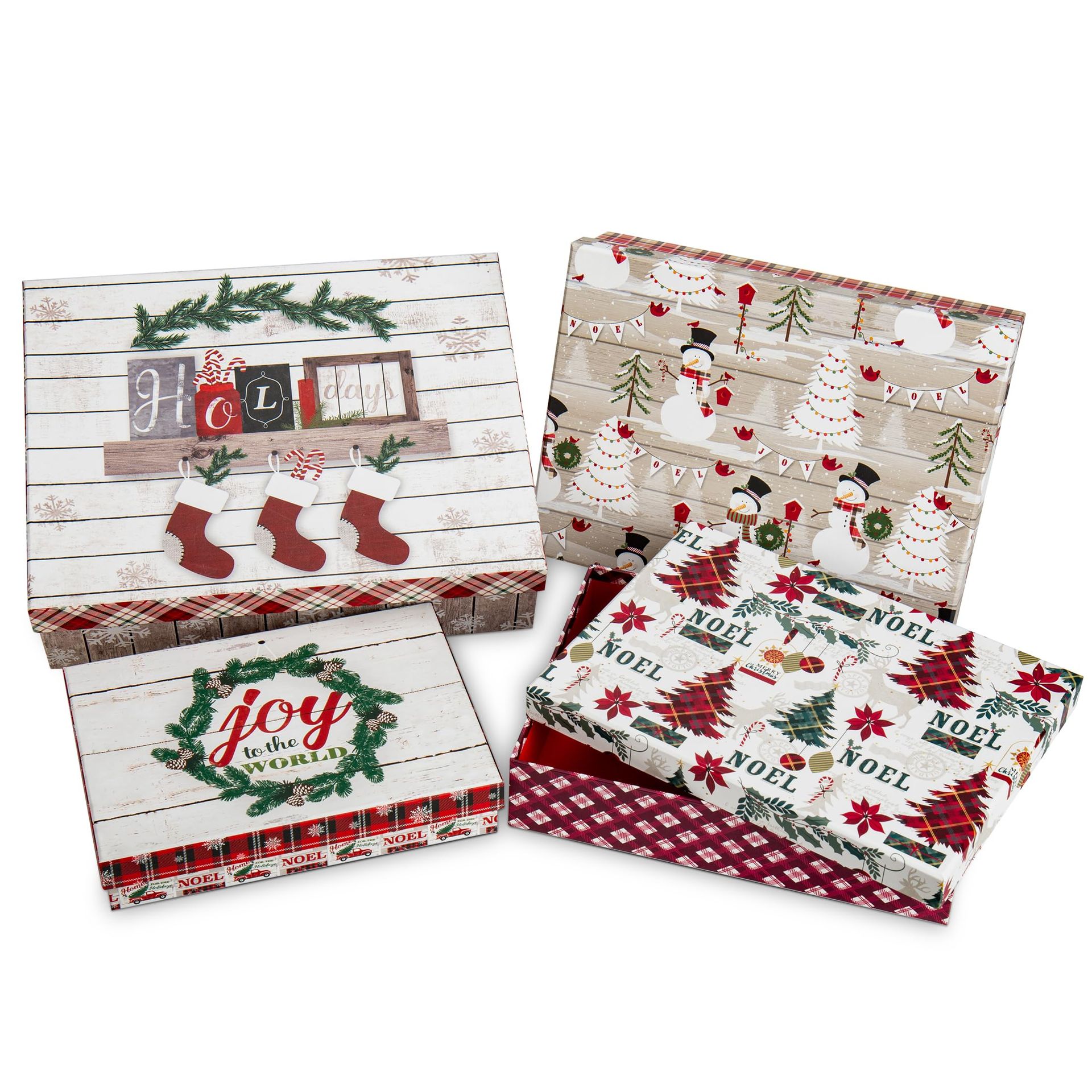 Set of 4 Gift Boxes with Lids Durable Rectangular Christmas Storage Display - Multicolour #2 Pack of 4