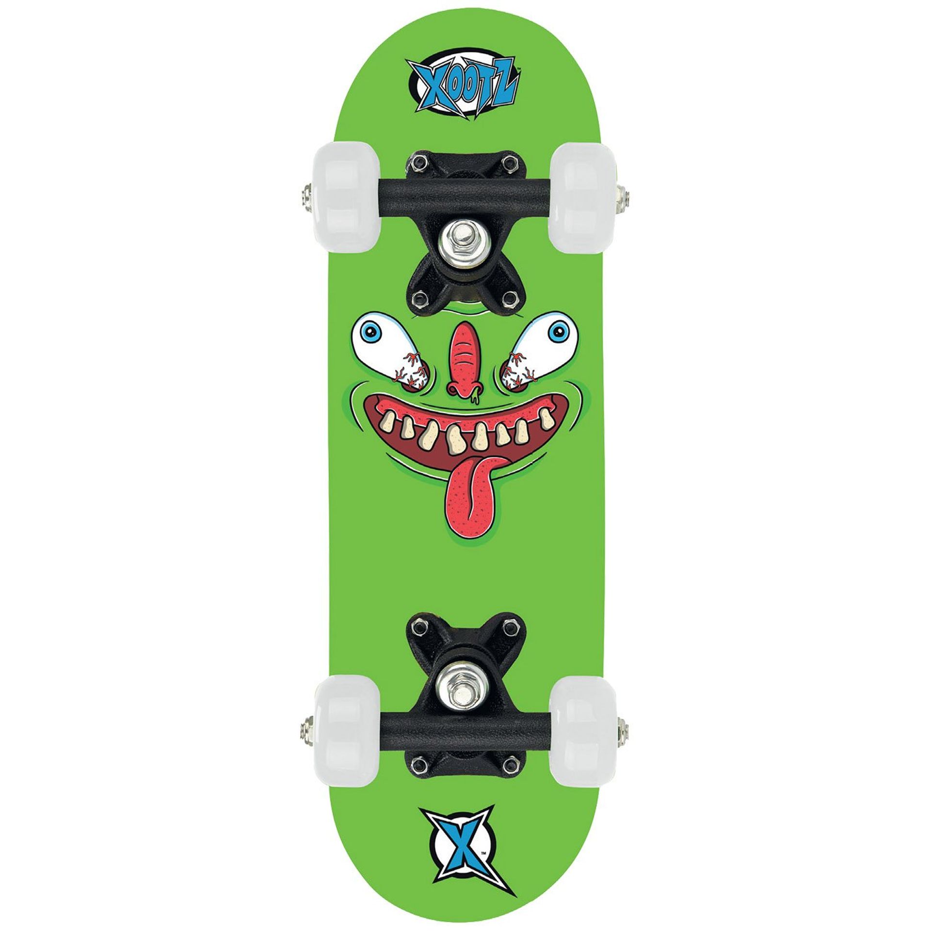 17-Inch Mini Skateboard for Kids - Green Monster Design, Double Kicktail, Smooth Ride