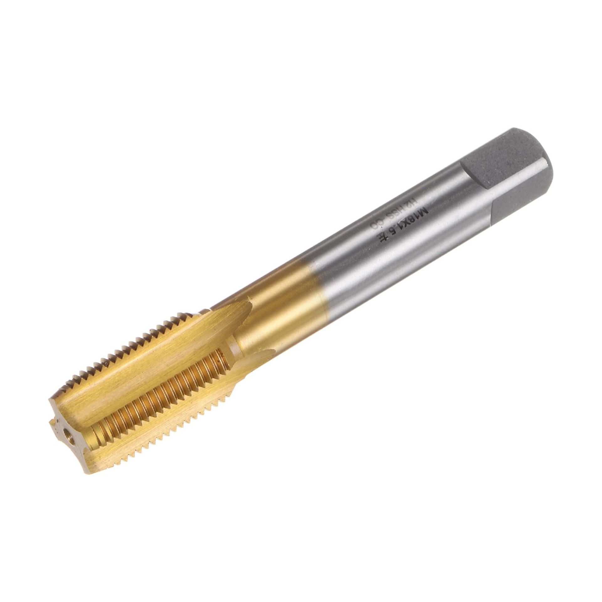 M18 x 1.5 Left Hand Metric Tap, Titanium Coated M35 Cobalt Steel, 4 Flutes for Precision Tapping