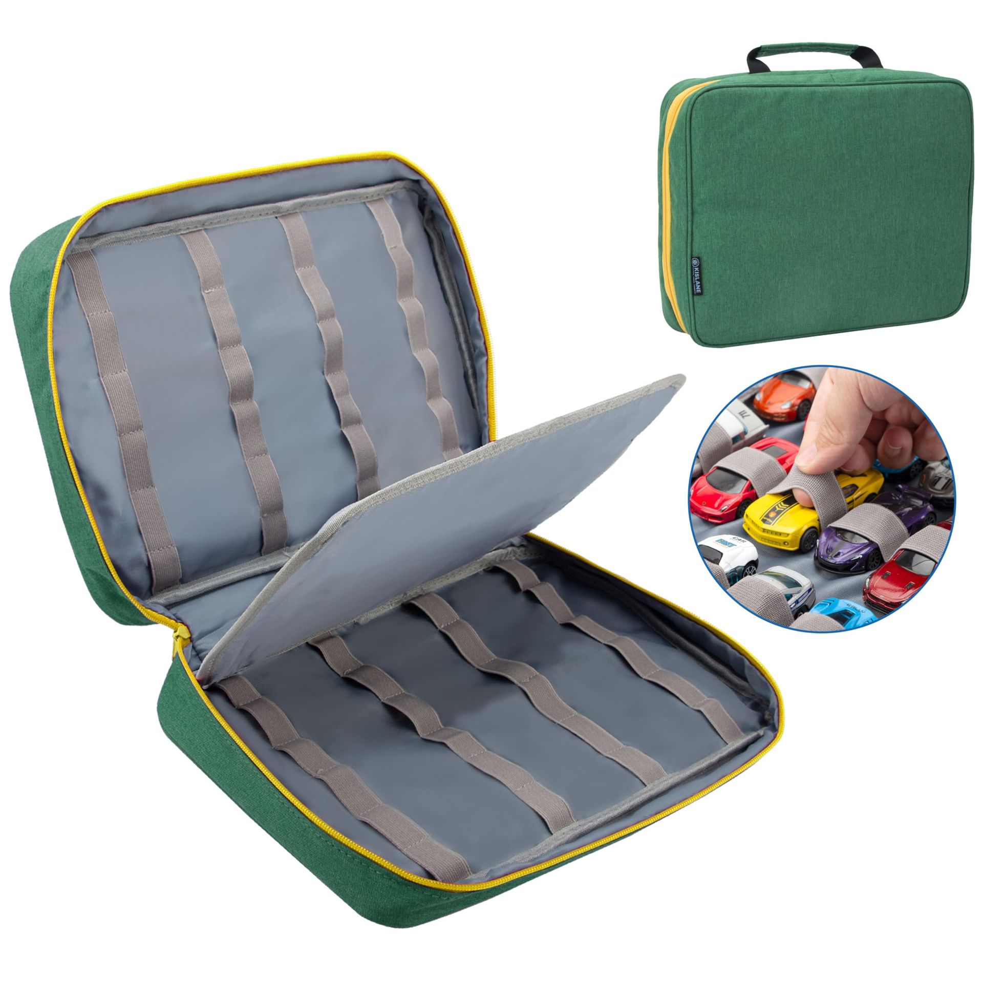 Toy Car Carrying Case Storage Bag Fits 48 Mini Vehicles Organiser for Kids - Green KL20010