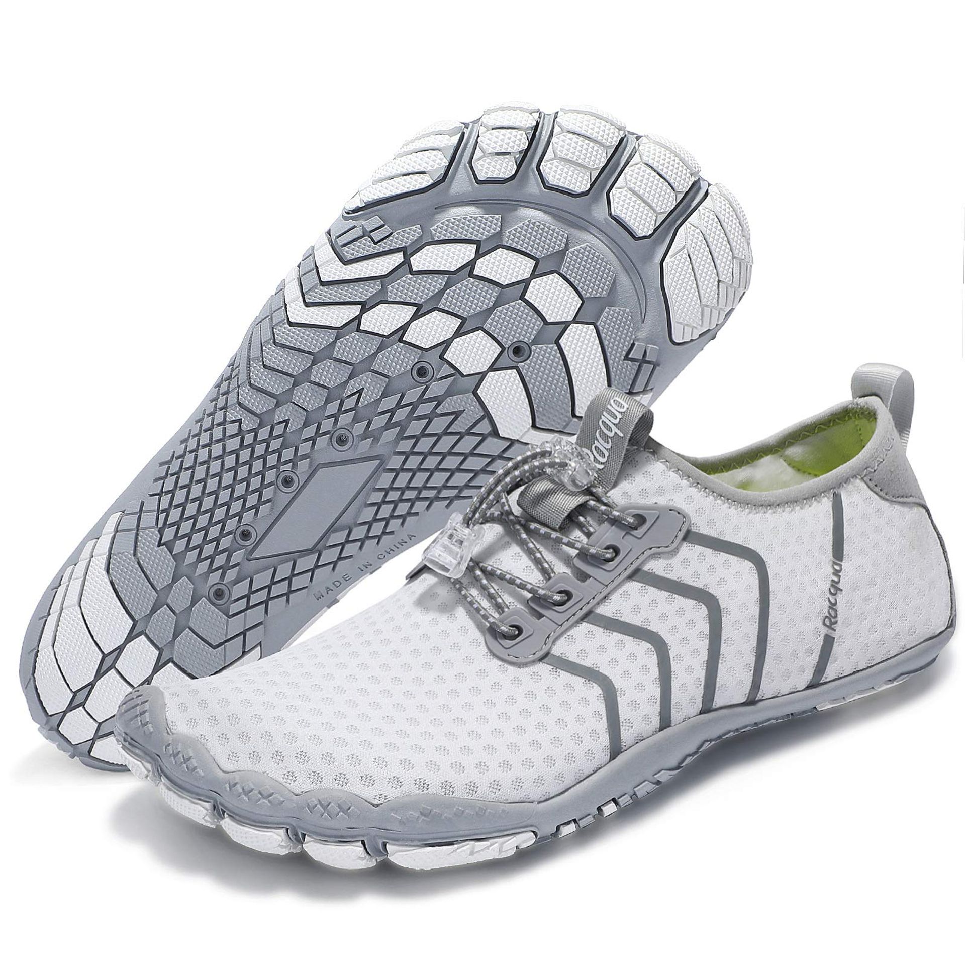 Unisex Quick Dry Barefoot Aqua Surf Shoes for Beach, Swim & Hiking - White UK 8