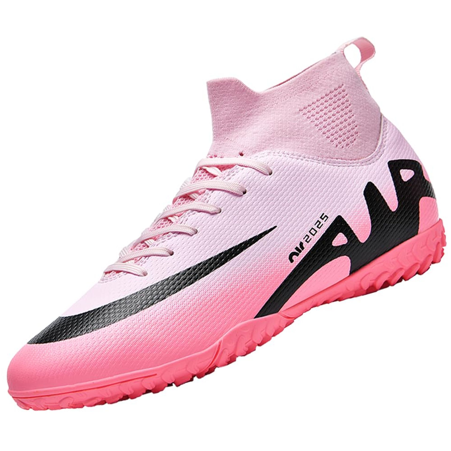 Boys Football Boots Kids Firm Ground Soccer Trainers for Indoor & Outdoor Play - Pink UK4