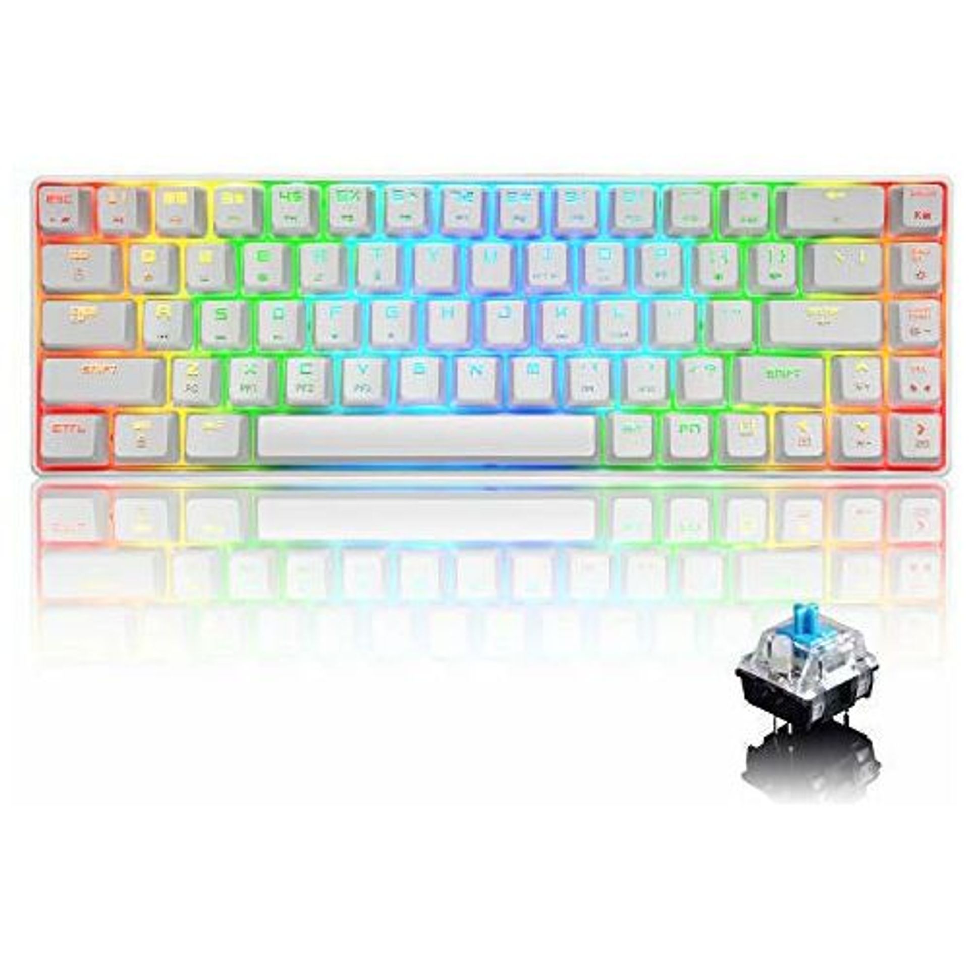 60% Mechanical Gaming Keyboard Type C Wired 68 Keys LED Backlit USB Waterproof Apex Pro illuminated Keyboard 18 Chroma RGB Lighting Backlight Anti-ghosting Keys for Gamers and Typists (Blue Switch)