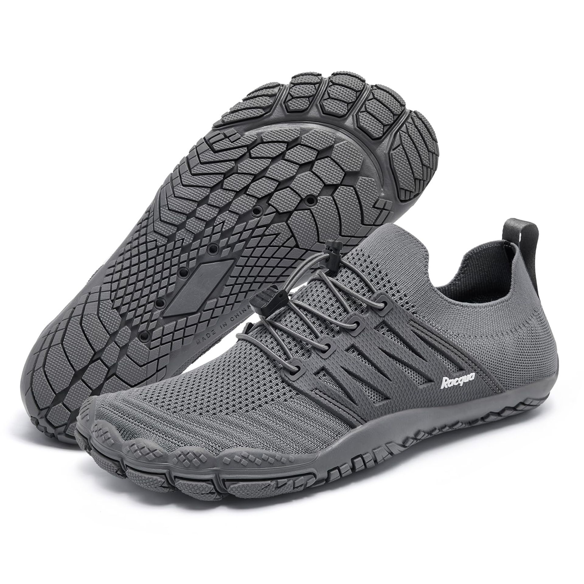 Men's and Women's Aqua Water Shoes Non-Slip Breathable Quick Dry Barefoot Swim Footwear - Grey UK 10.5