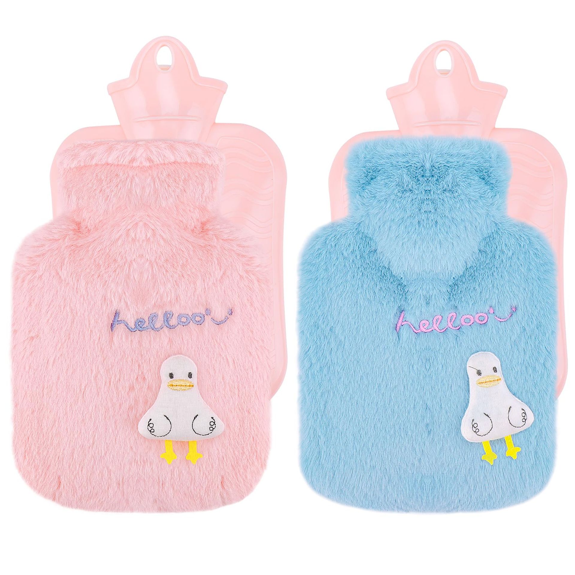 Hysagtek 2-Pack Mini Hot Water Bottles with Fluffy Covers 500ML - Pain Relief & Warmth for Kids & Adults