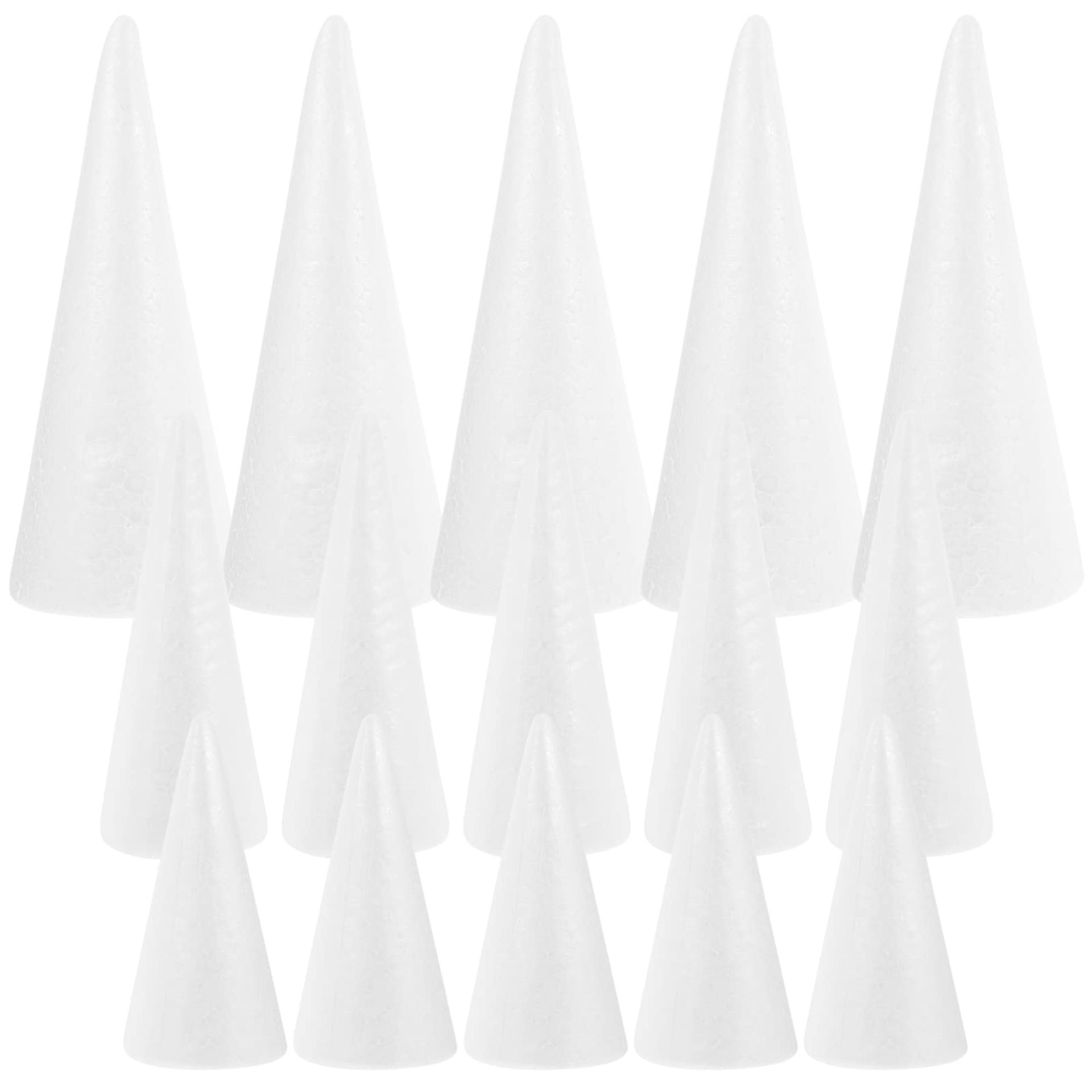 15pcs White Foam Cone Models for DIY Christmas Tree Crafting & Decorations - Various Heights Included