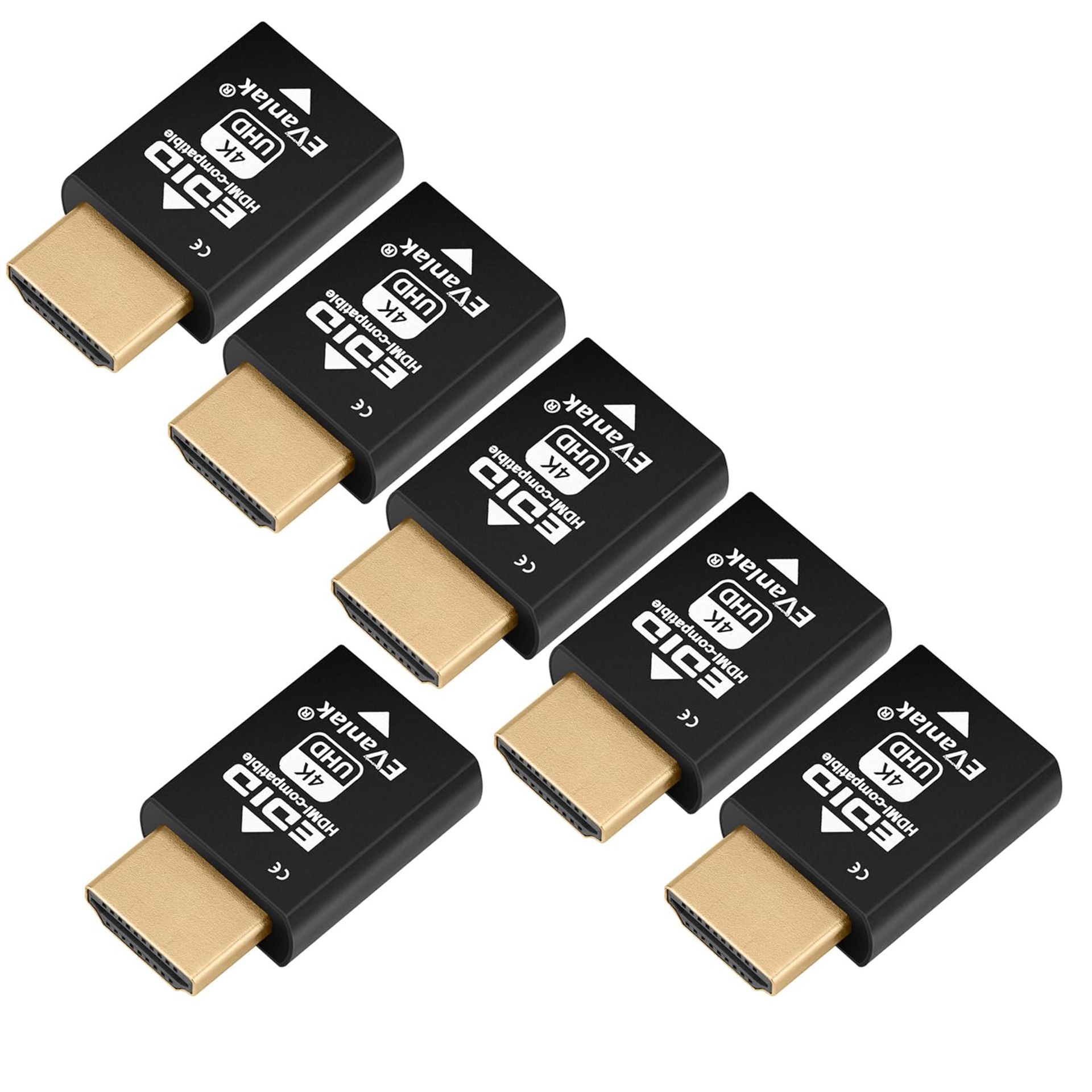 Mini HDMI EDID Emulator Passthrough 1080p to 4K@60Hz Compact Design Supports Switches and AV Devices - 3840x2160 6Pack