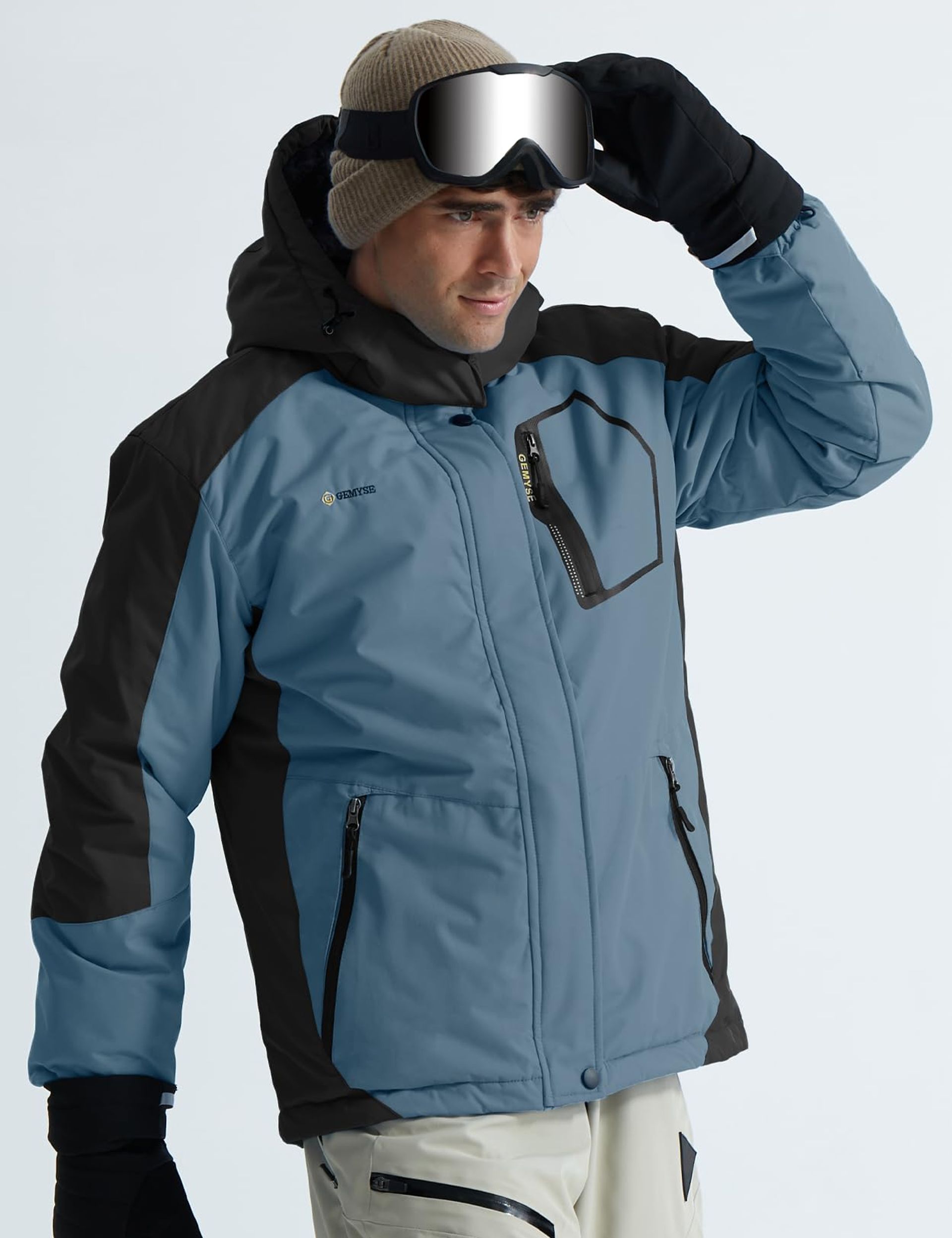 GEMYE Waerdichte Kijacke Für Herren Winddichte Fleece Outdoor Winterjacke Mit Kapuze 1 2