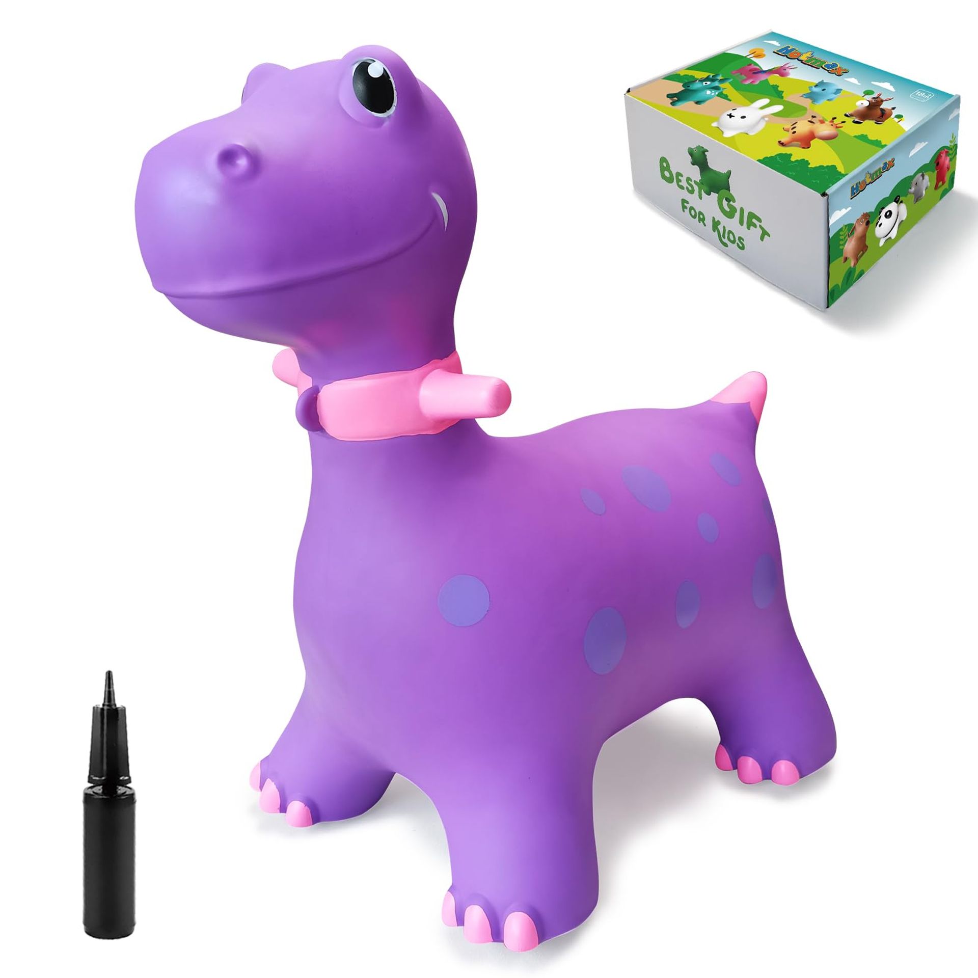 Inflatable Dinosaur Bouncy Hopper Ride-On Toy for Toddlers & Kids, Exercise Balance & Coordination, Fun Indoor/Outdoor Play - Purple Small