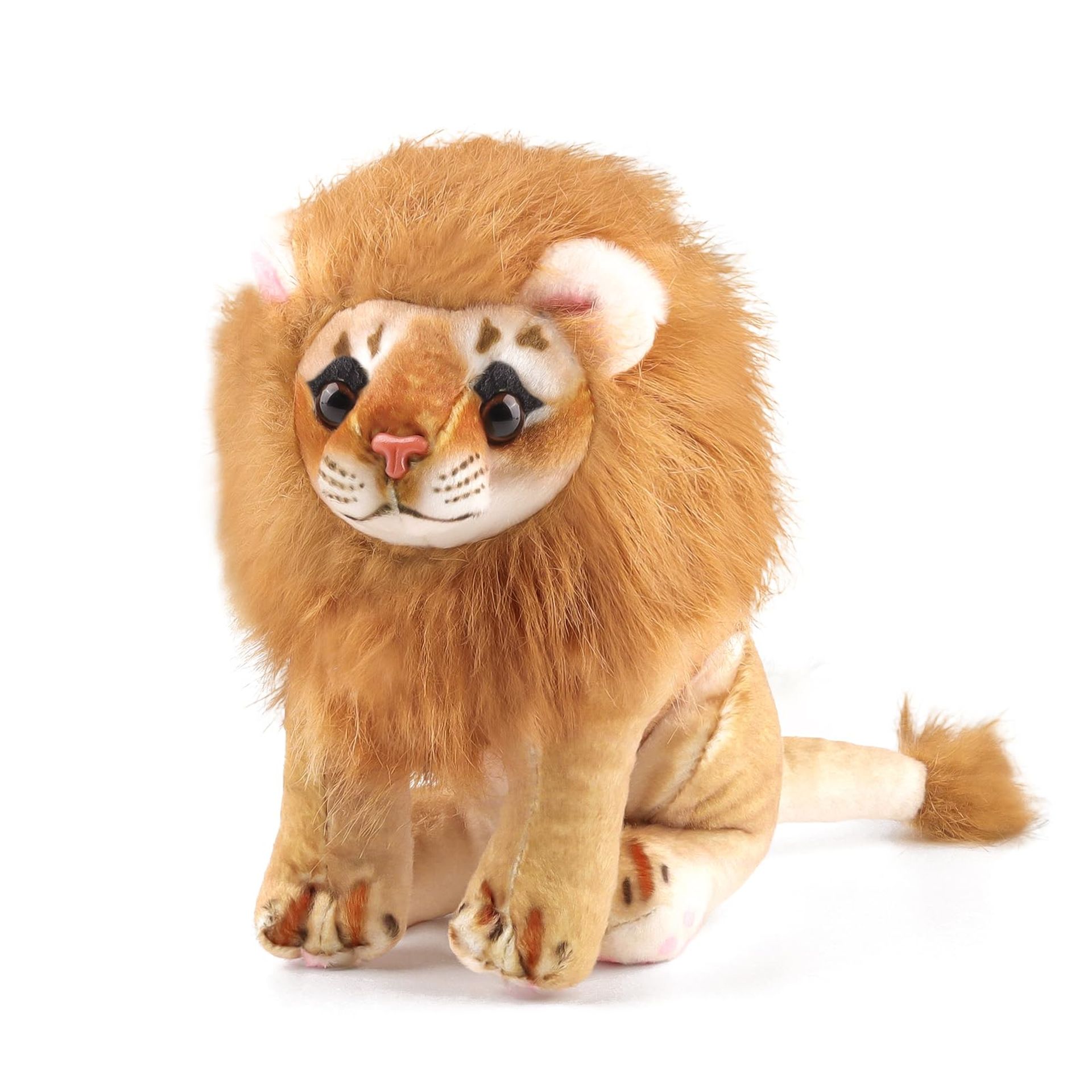 Lion Soft Toy 22cm Realistic Plush Stuffed Animal Lifelike Cuddly Gift for Kids and Decoration - Brown 22cm